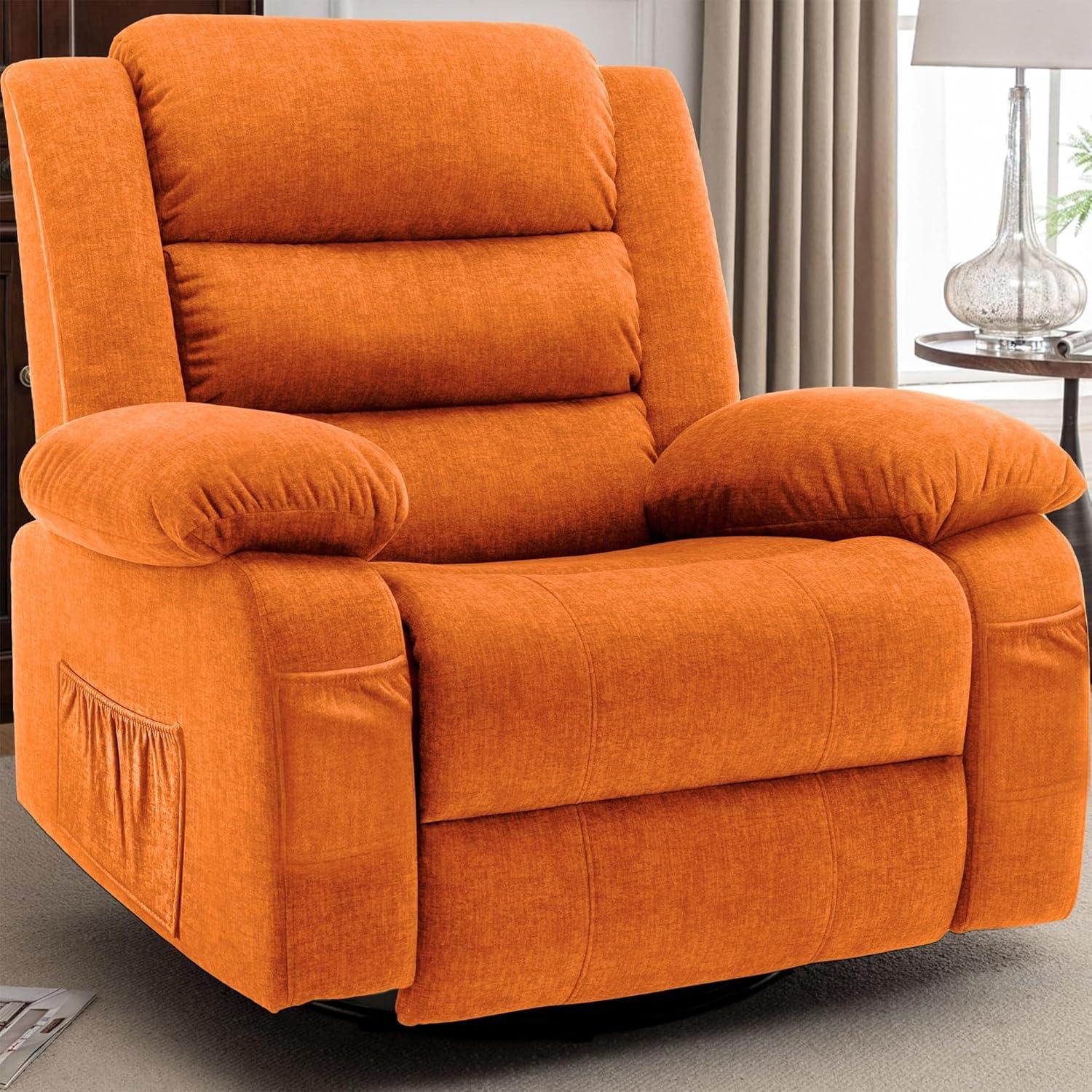 Ebern Designs Ellisse Recliner Chair, Wide Rocker Chair, Rocking Chair with Massage and Heat, 360°Swivel Rocking Chairs, Oversized Recliner for Adult