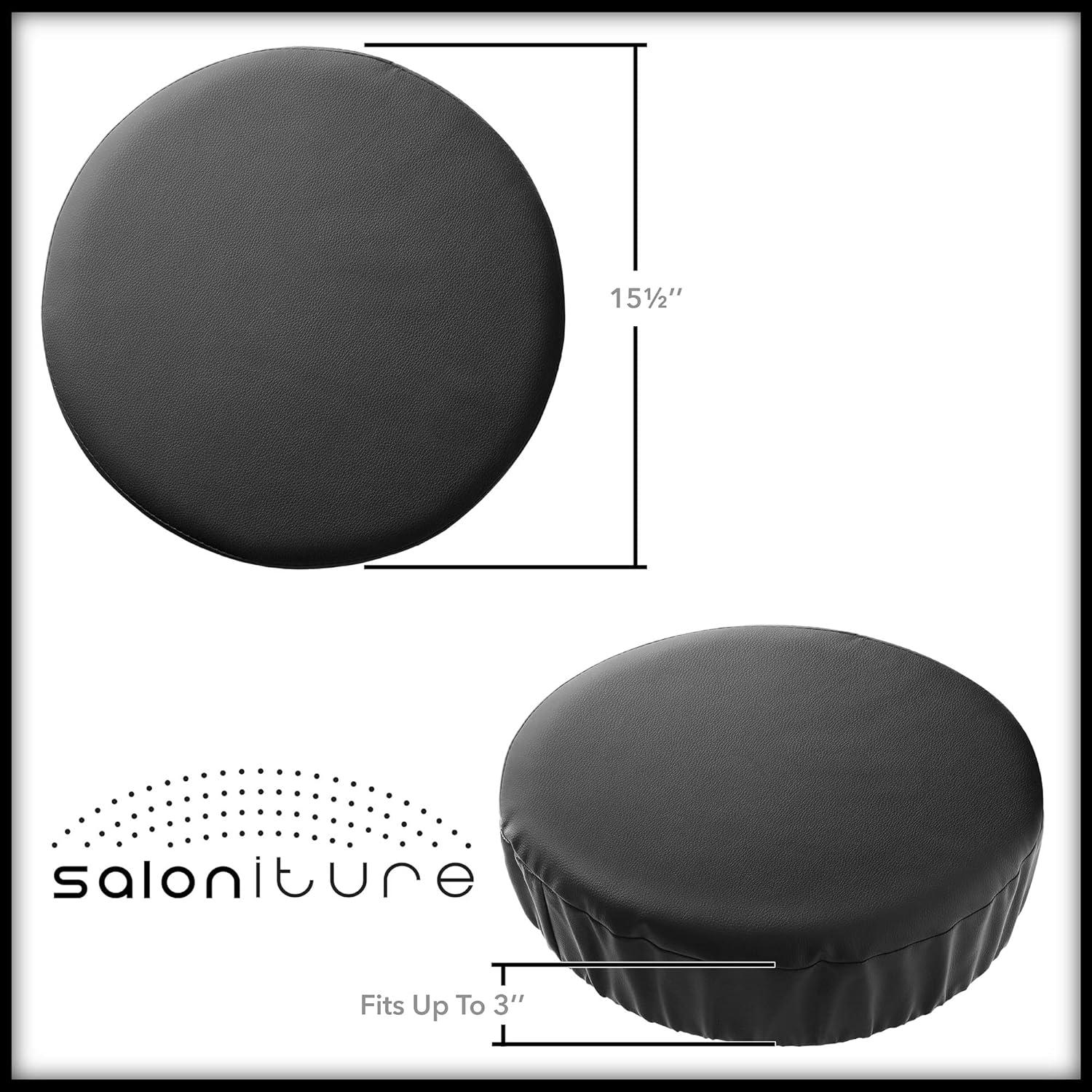 Saloniture 2-Pack Round Stool Seat Cover, 15-1/2" Waterproof Slipcover for Swivel Chair or Barstool - Cream