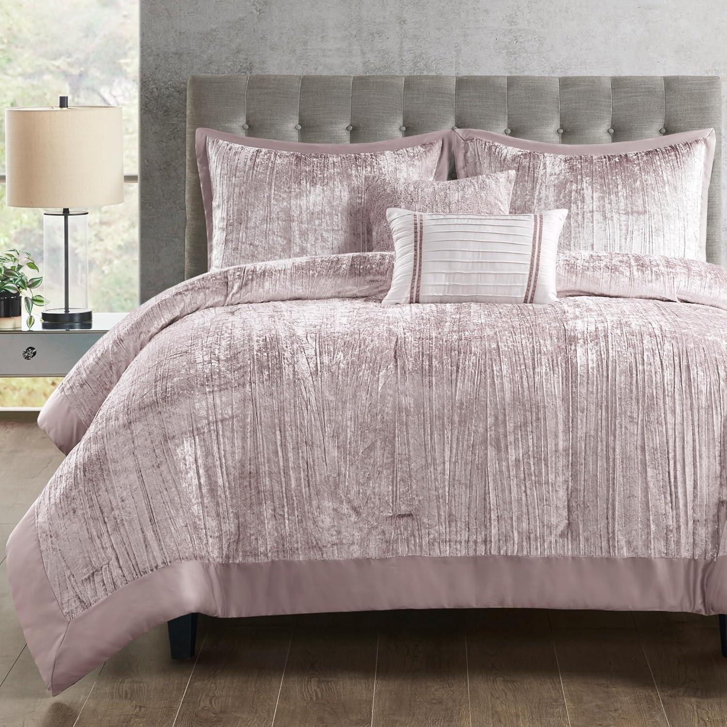 Blush Velvet Full Down Alternative 5-Piece Bedspread Set