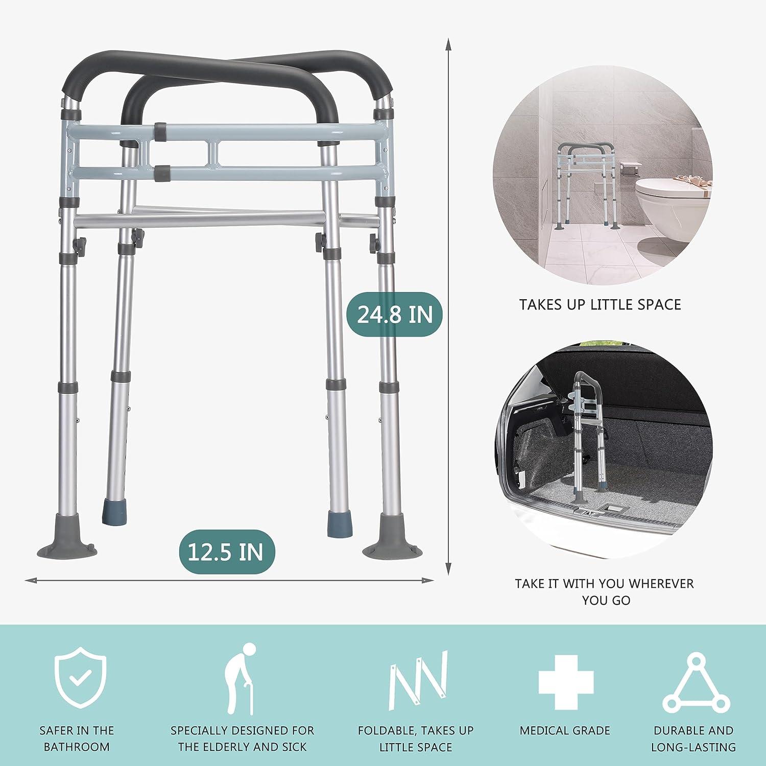 Adjustable Aluminum Toilet Safety Rails with Foam Handles