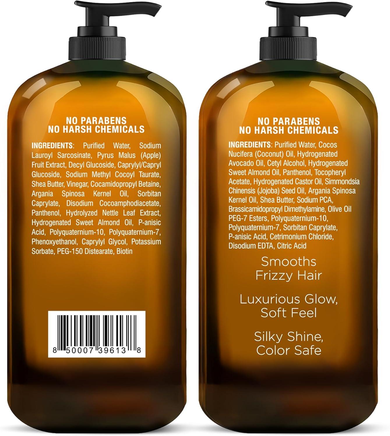 Majestic Pure Apple Cider Vinegar Shampoo & Avocado Coconut Conditioner Set - 16 Fl Oz Each