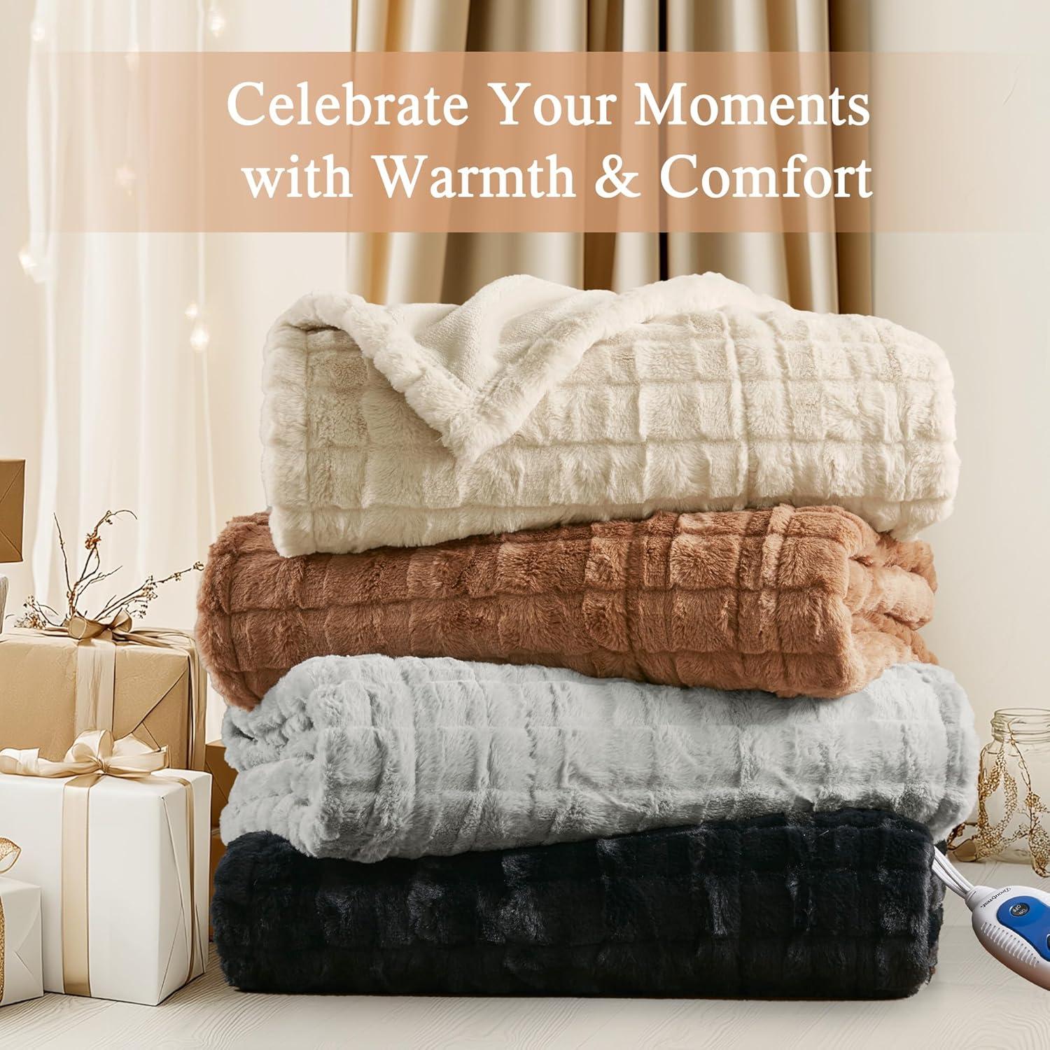 Beautyrest Beautyrest Zuri Oversized Heated Faux Fur Throw