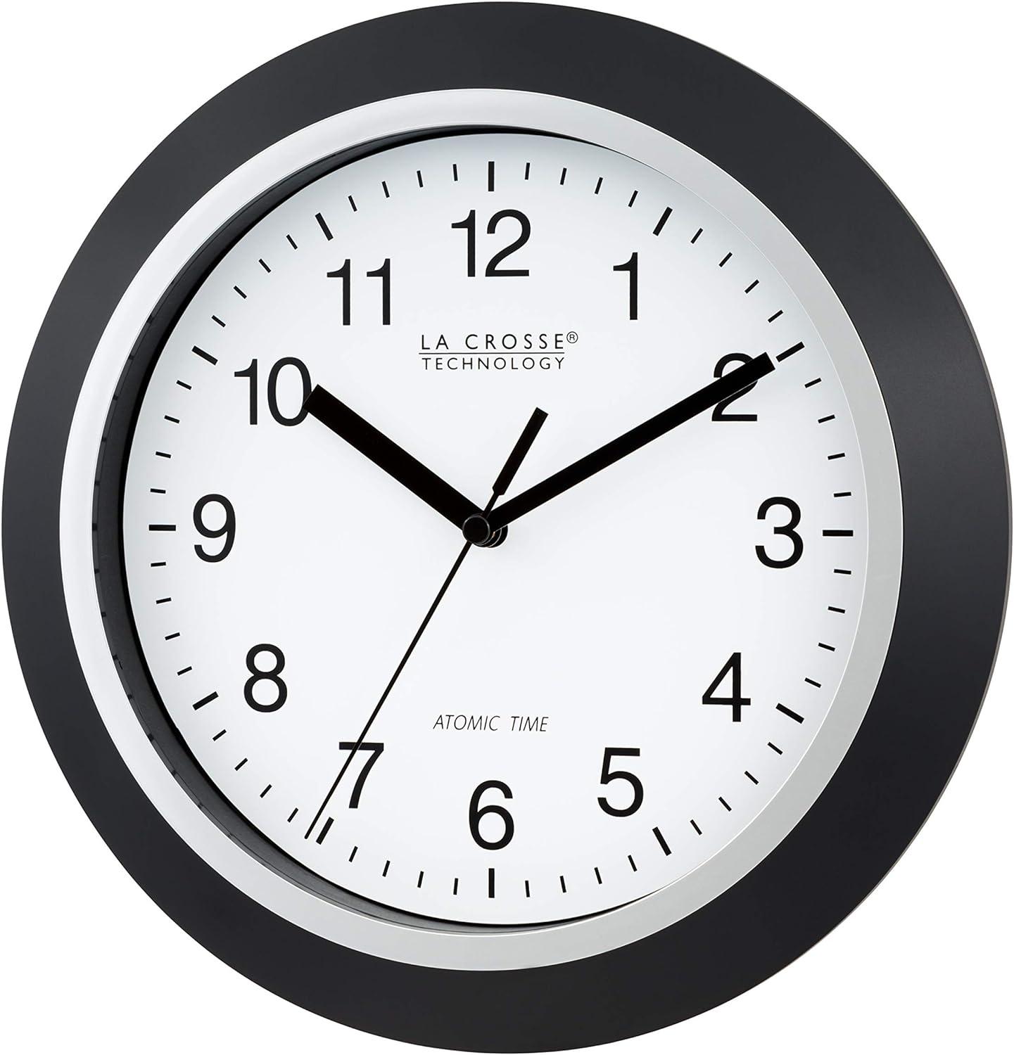 La Crosse Technology WT-3102B 10" Atomic Analog Black Classic Wall Clock