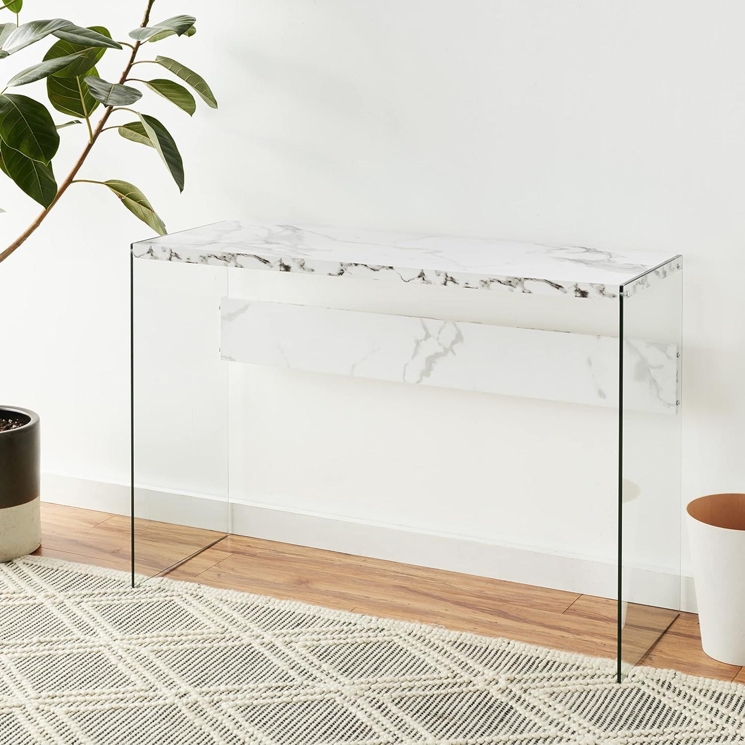 Soho Console Table, Faux White Marble