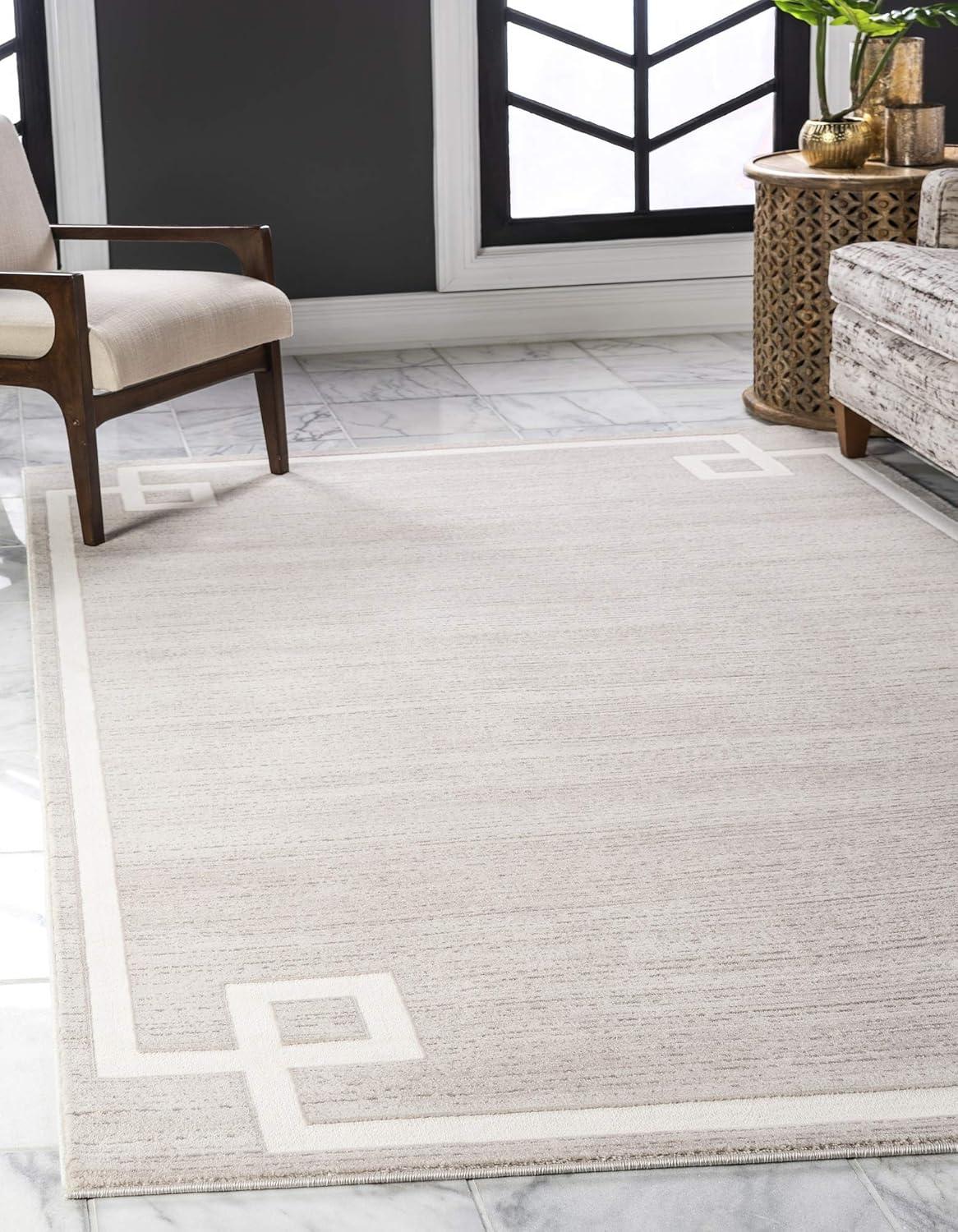 Manhattan Serenity Beige Rectangular Easy-Care Area Rug