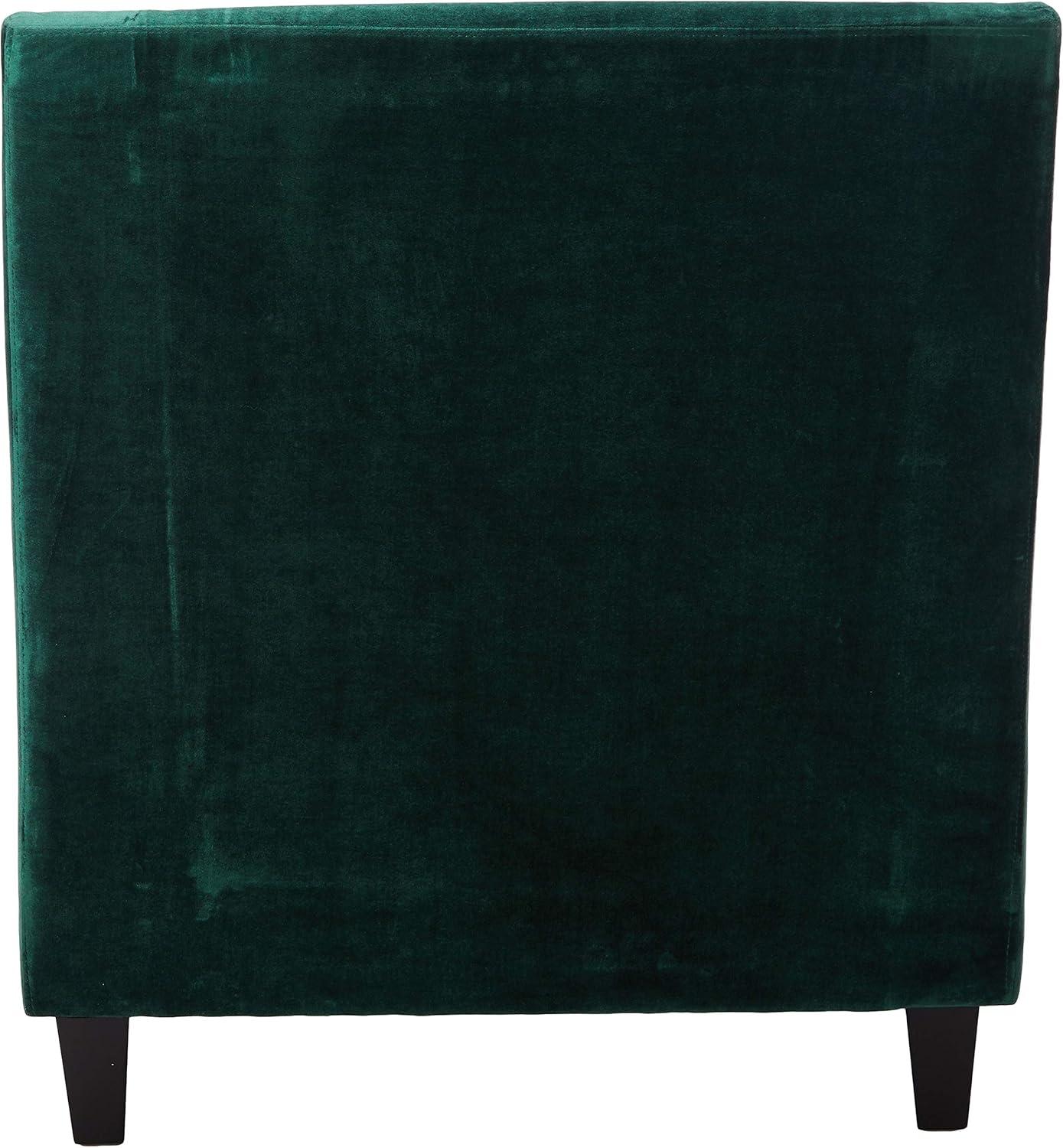 Camren Green Velvet Swoop Arm Accent Chair with Espresso Wood Legs