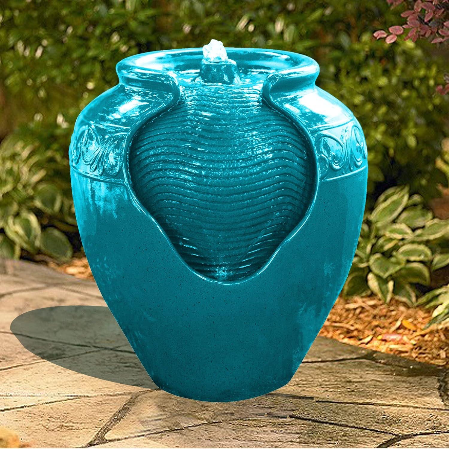 Teamson Home 16.93" Outdoor Glazed Pot Water Fountain