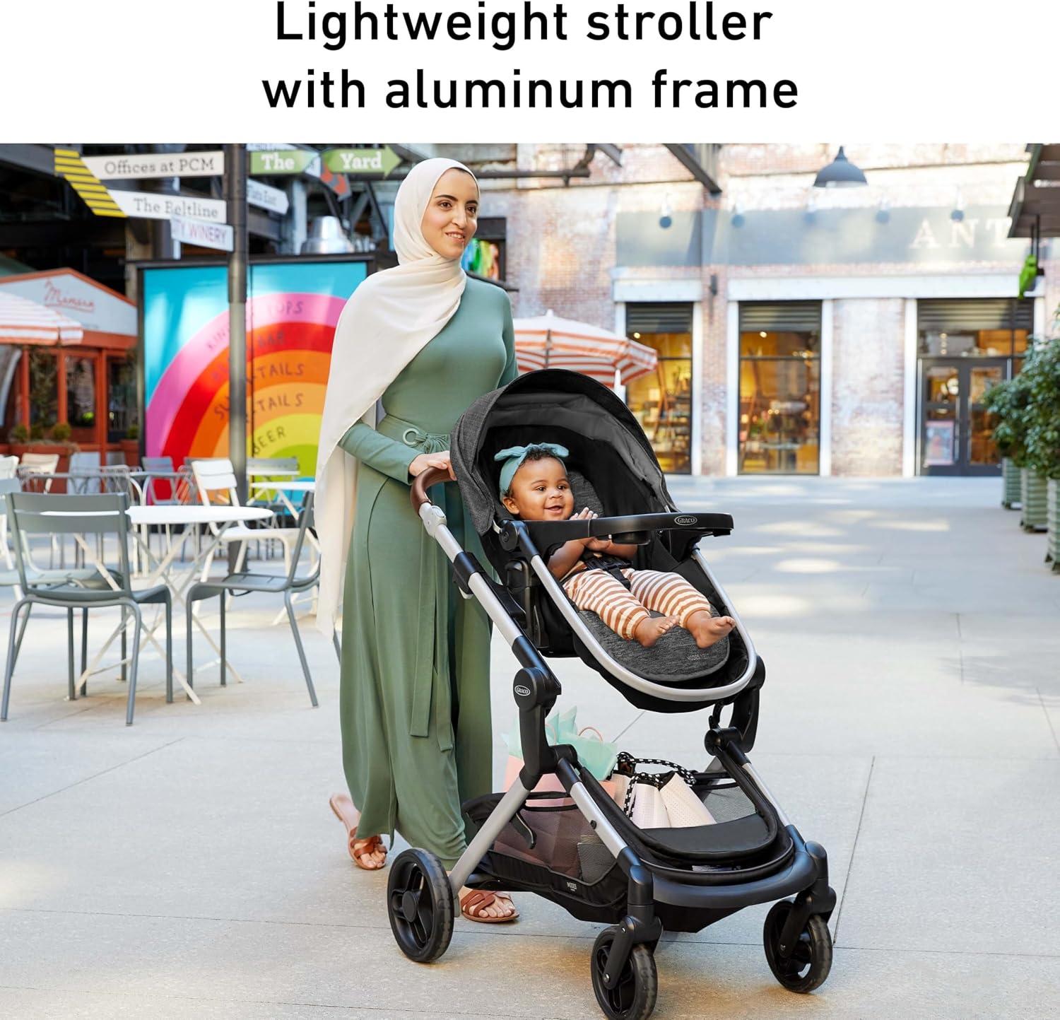 Gray and Black Aluminum 3-in-1 Bassinet Stroller Travel System