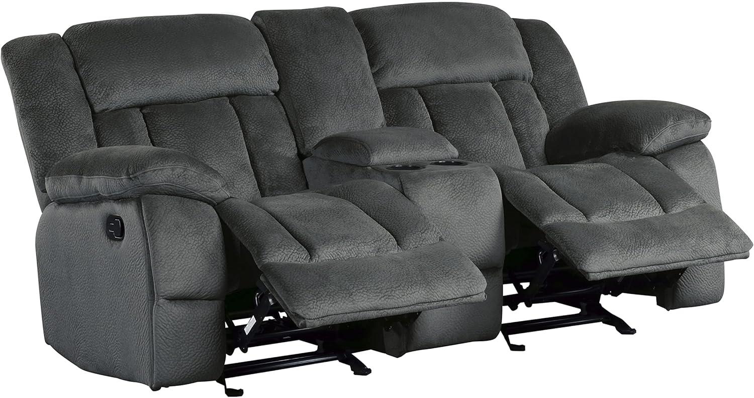 Lexicon Laurelton Microfiber Double Glider Reclining Love Seat in Charcoal