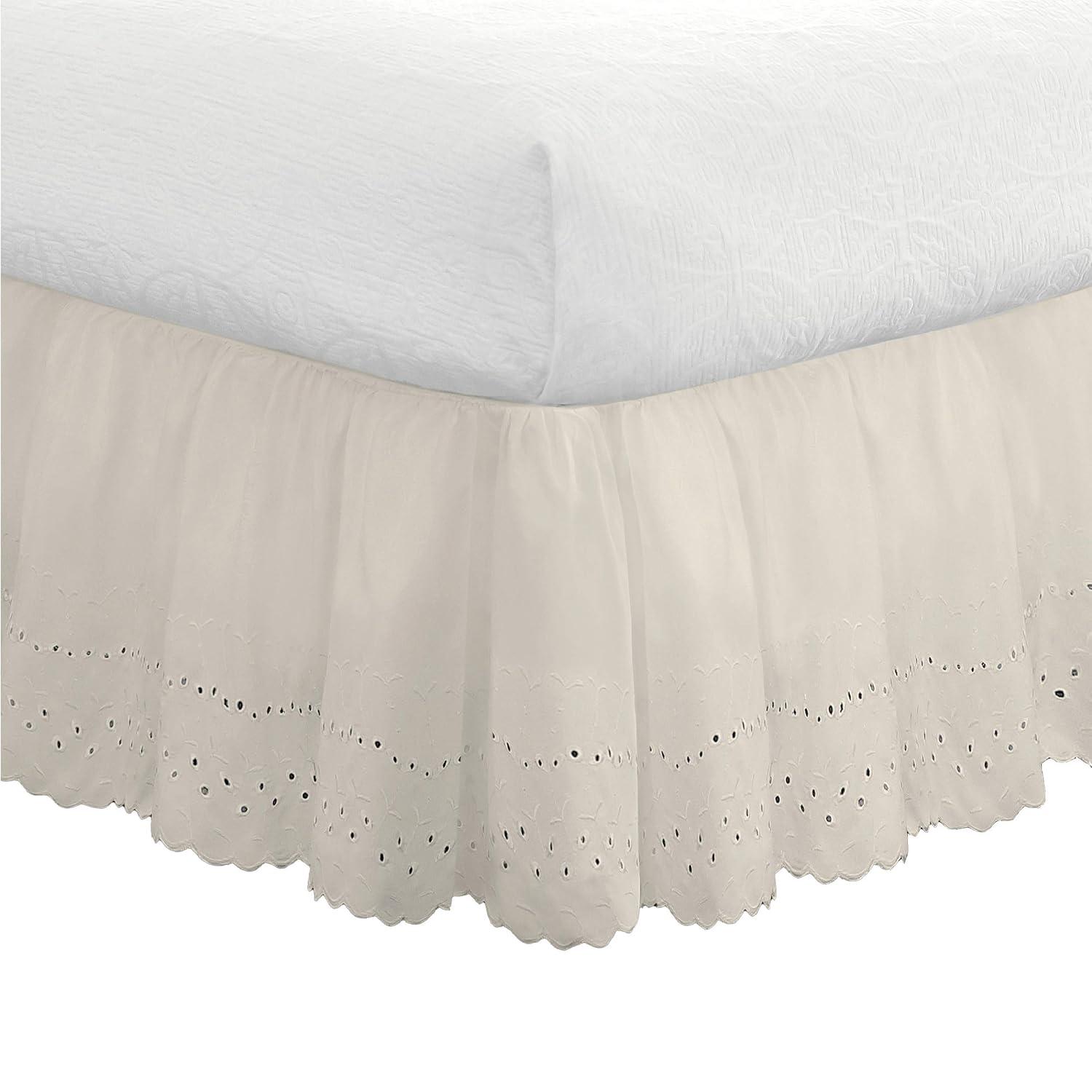 Fresh Ideas Fresh Ideas Ruffled Eyelet Bed Skirt, 14" Drop Length