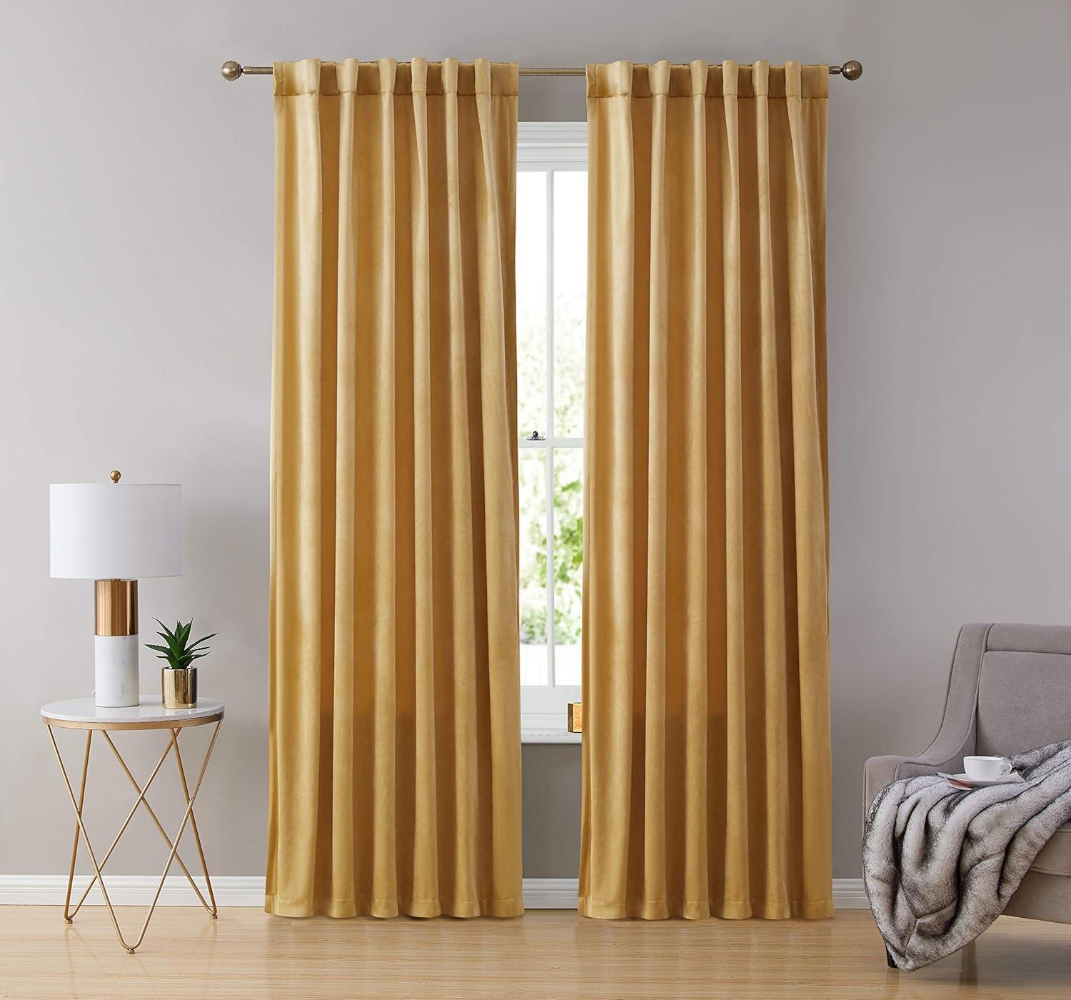 Eider & Ivory™ Monroy Velvet Solid Color Curtain Panels Set (Set of 2)