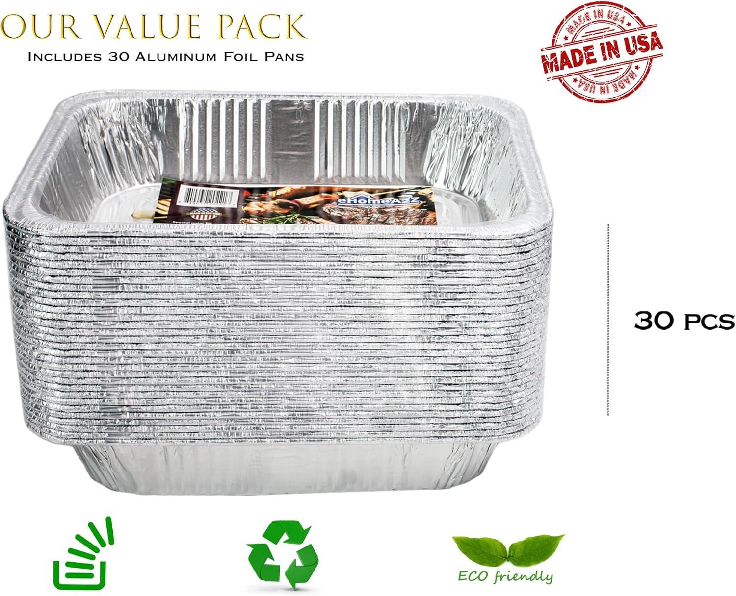 9x13 Aluminum Foil Pans (10 Pack), Disposable Half Size Deep Foil Pans, Cookware, Food Prepping, Large Pans for Baking, Reheating, Grilling