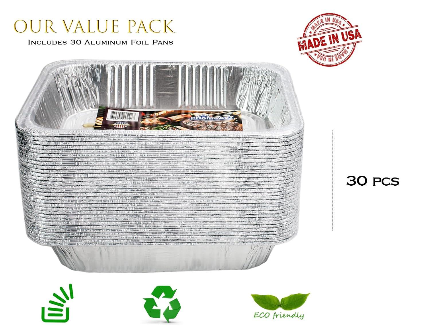 9x13 Aluminum Foil Pans (10 Pack), Disposable Half Size Deep Foil Pans, Cookware, Food Prepping, Large Pans for Baking, Reheating, Grilling