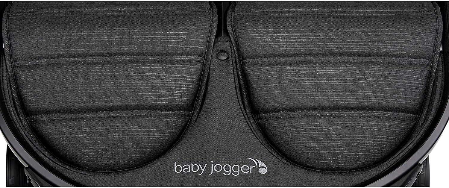 Jet Black Double Stroller with UV Protection Canopies