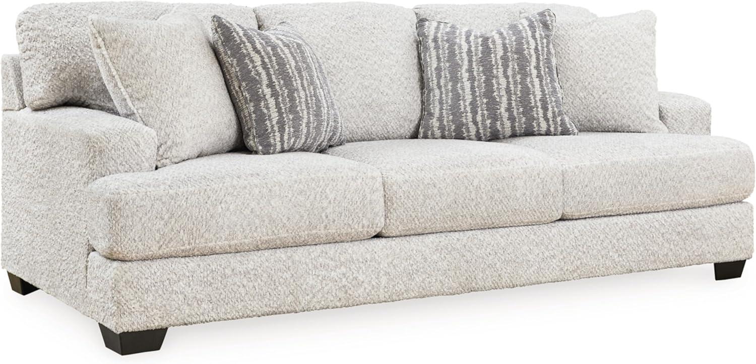 Cream and Gray Polyester Contemporary Stationary Sofa