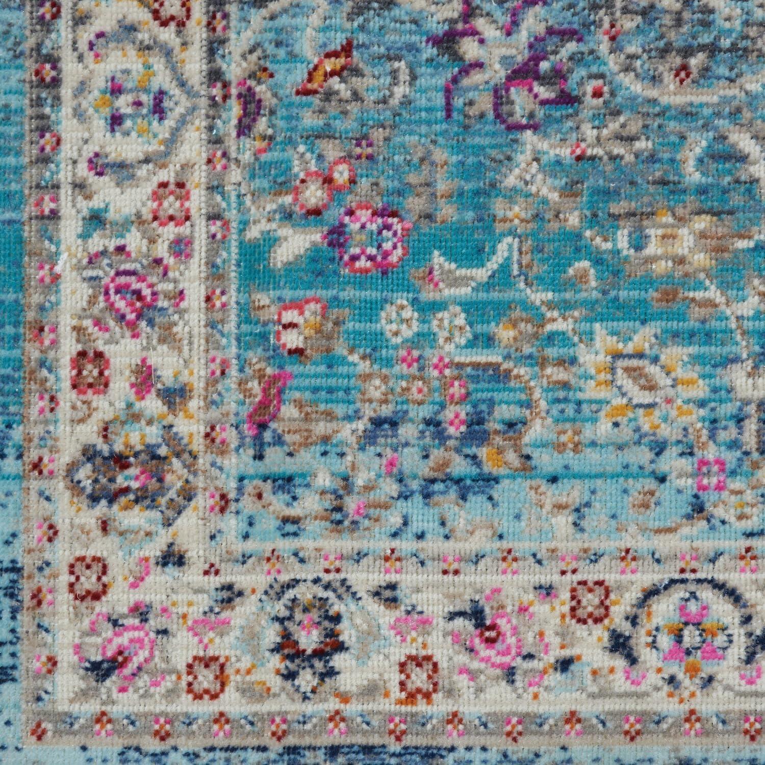 Nourison Vintage Kashan VKA01 Blue/Ivory/Orange Indoor Area Rug - 2' x 4'
