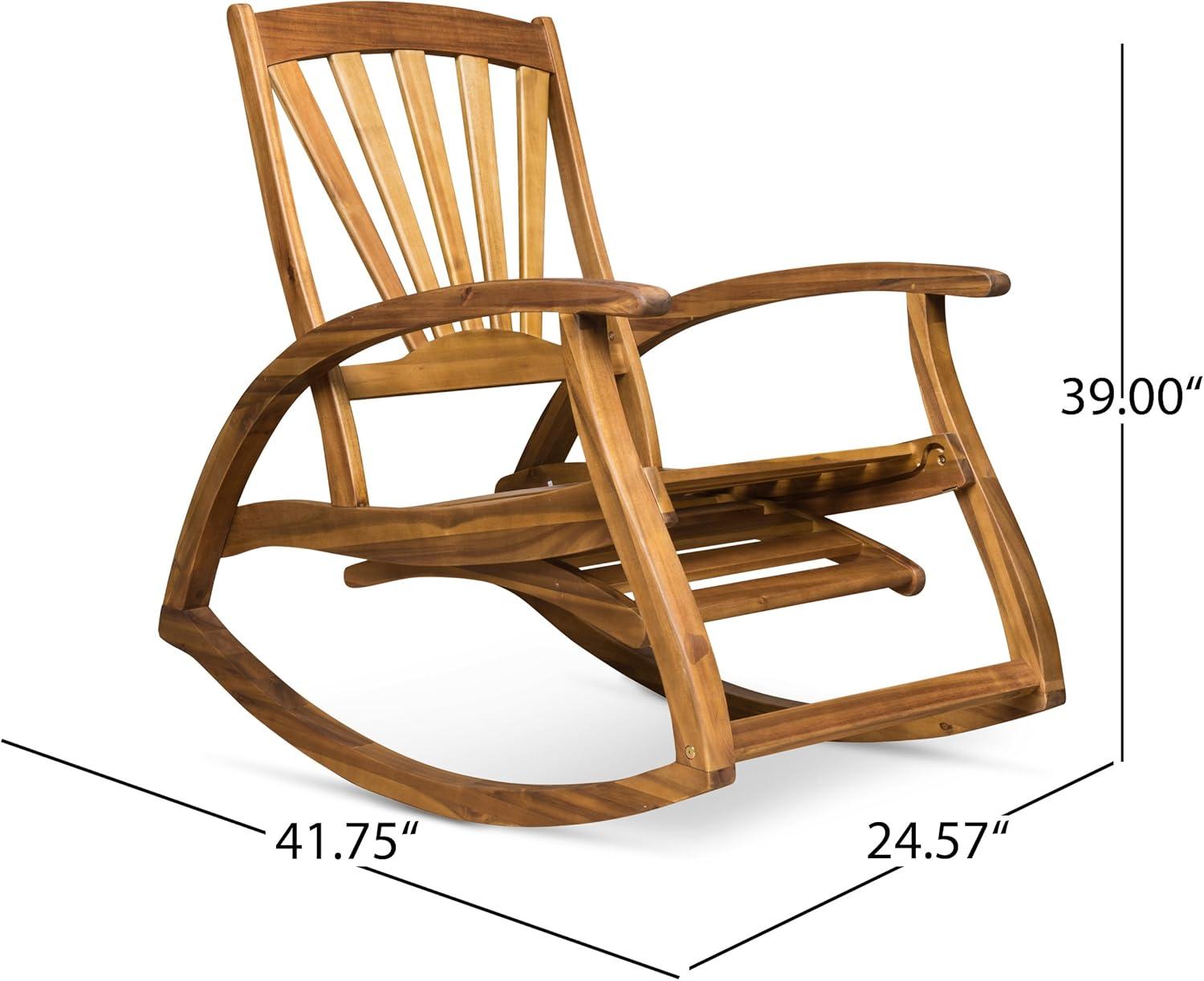 Sunview Acacia Wood Recliner Rocking Chairs - Teak - Christopher Knight Home: Weather-Resistant Patio Furniture with Footrest