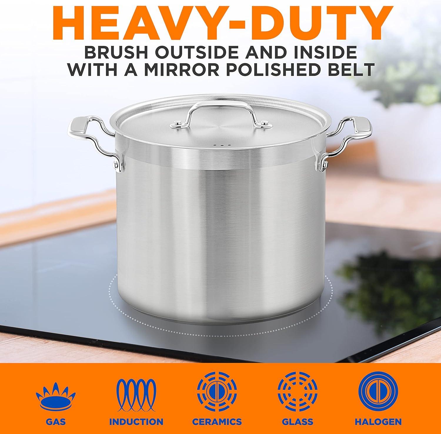 NutriChef 16-Quart Stainless Steel Heavy Duty Stockpot with Lid