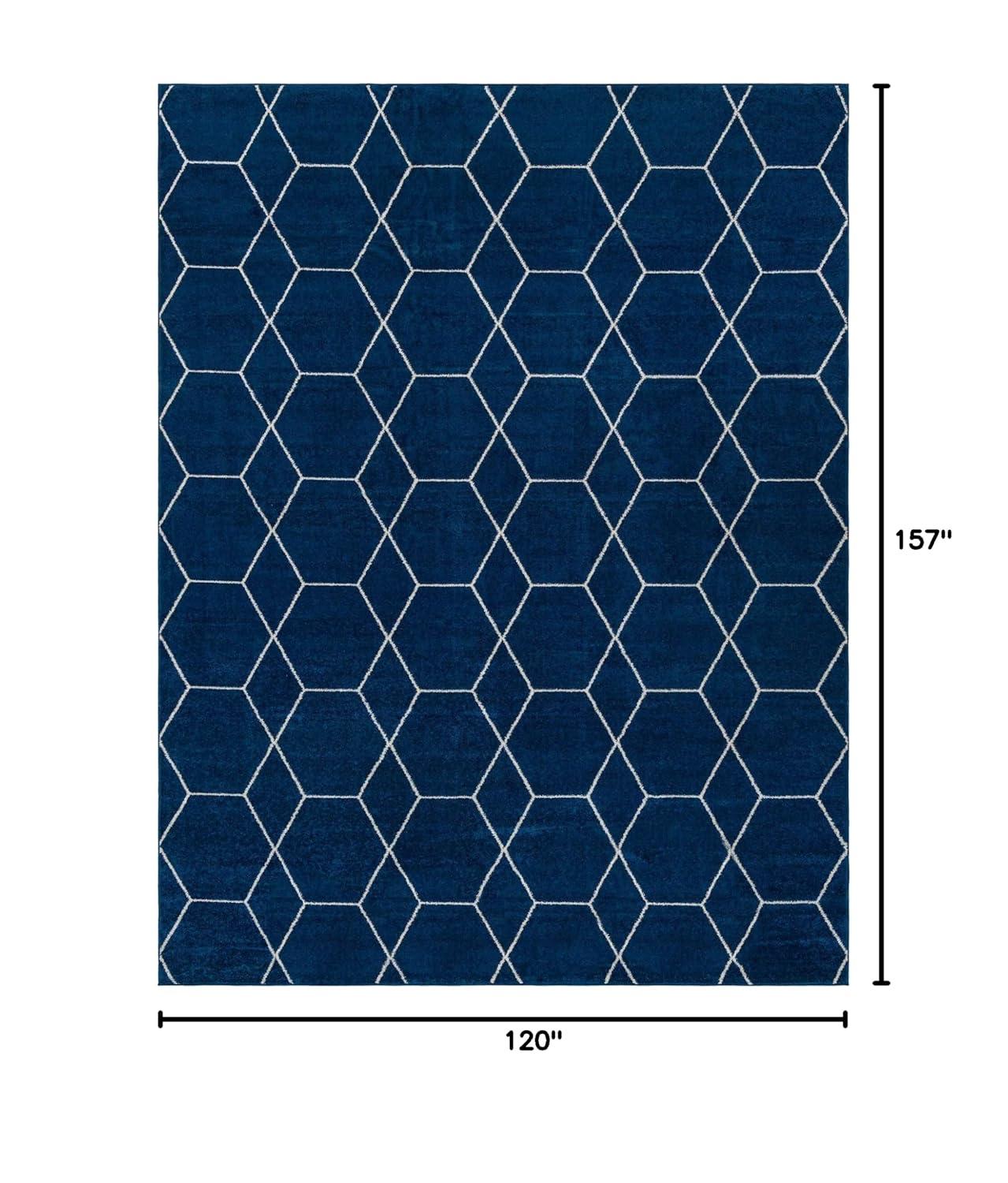 Unique Loom 10' 0 x 13' 0 Trellis Frieze Geometric Navy Blue Area Rug