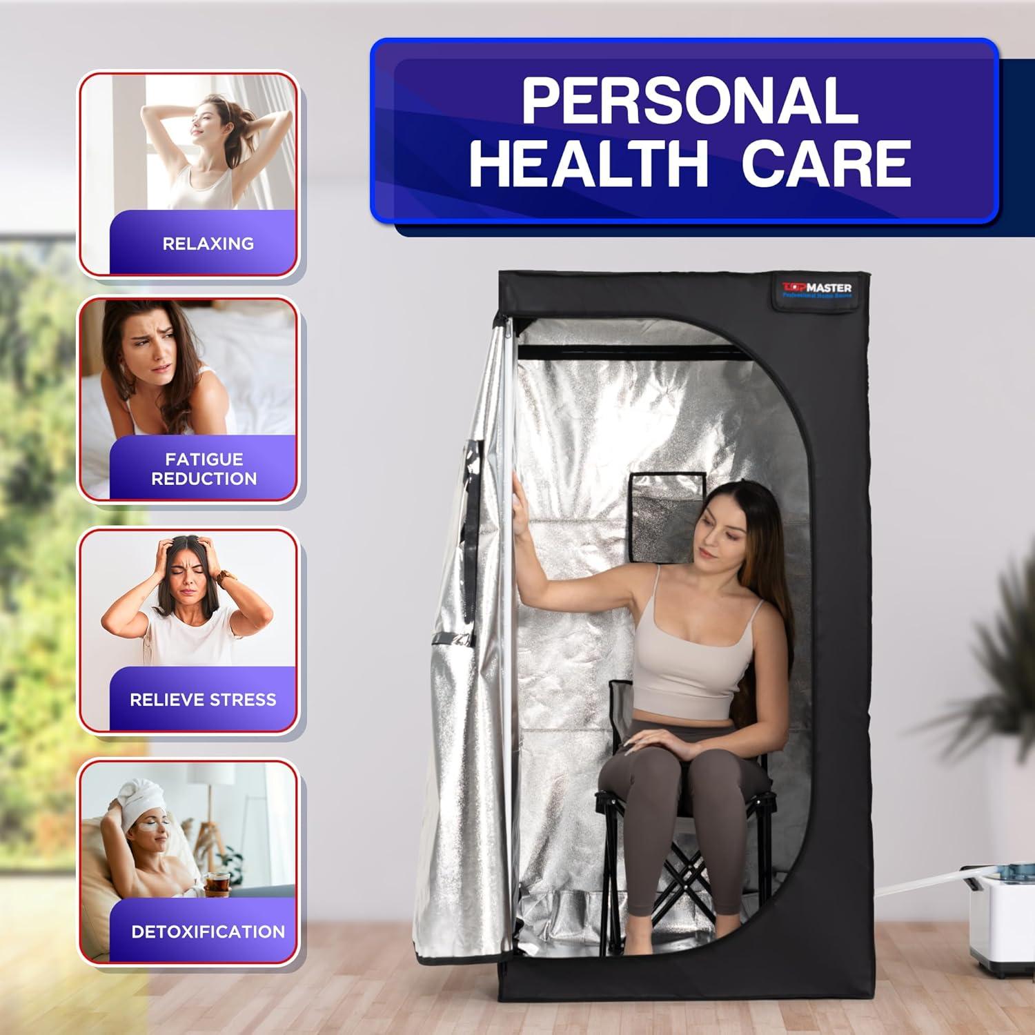 Portable Sauna Steam Tent, Full Size Home Personal Sauna Box Steam Room, Large 3 Liter 1000W Generator, Folding Chair, 9 Levels,