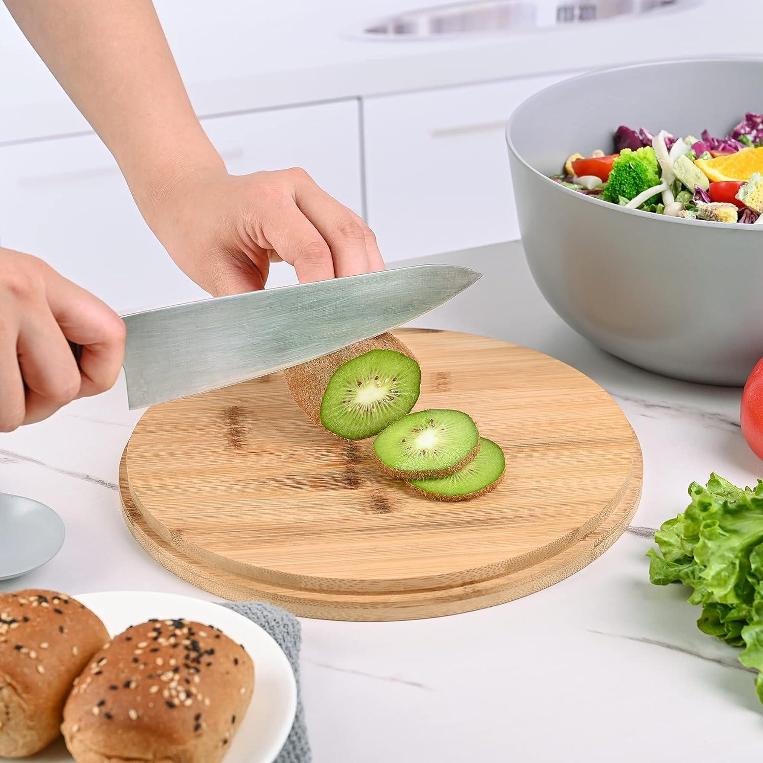 Large salad bowl with lid, upgraded version of bamboo fiber salad bowl with lid, 9.8-inch mixed salad bowl and server, and a set of free quick salad tools