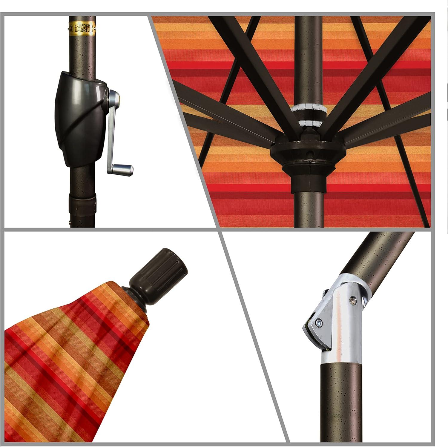 California Umbrella 7.5' Rd Pacific Trail Series Aluminum Patio Umbrella, Crank Lift, Push Button Tilt, Bronze Finish, Sunbrella Astoria Sunset Fabric