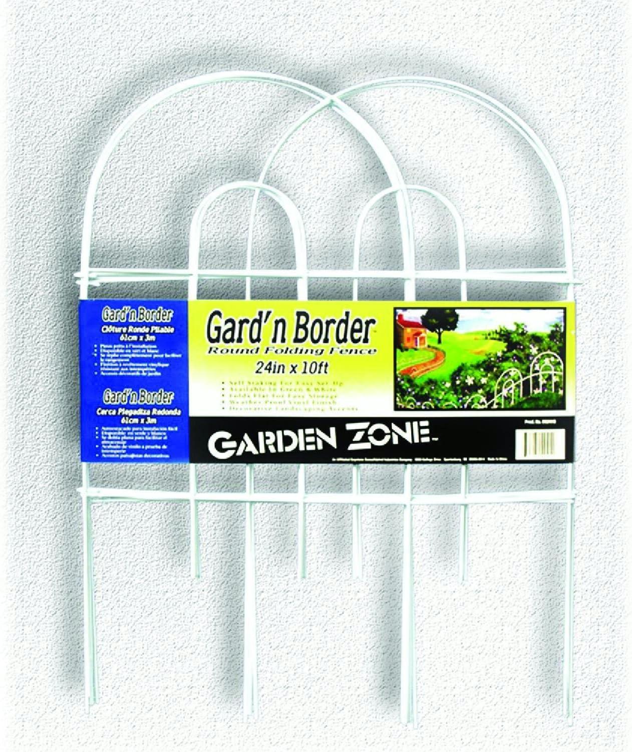 Origin Point Garden Craft Round Folding Border Fence, White, 10' L x 24" H
