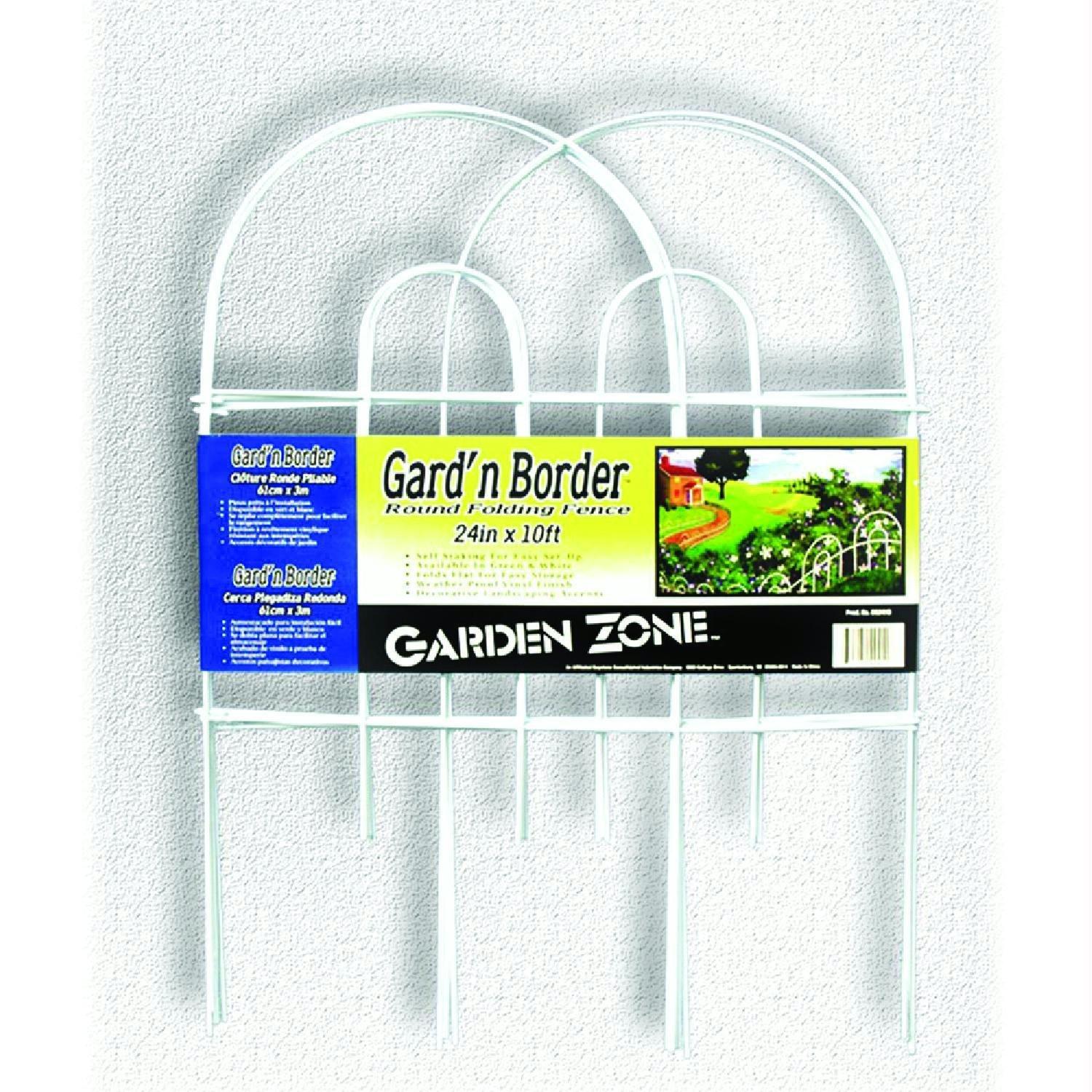 Origin Point Garden Craft Round Folding Border Fence, White, 10' L x 24" H