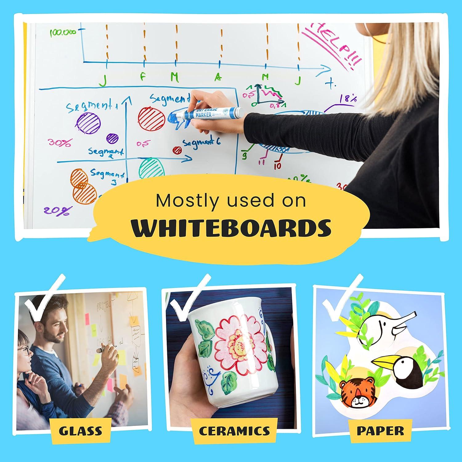 Chalkola Bulk Dry Erase Markers for Classroom (120 Pack, 12 Vibrant Colors) | Erasable, Low Odor, Chisel Tip WhiteBoard Markers, Dry Erase Pens for Kids, Teachers - Office, Home, School Supplies