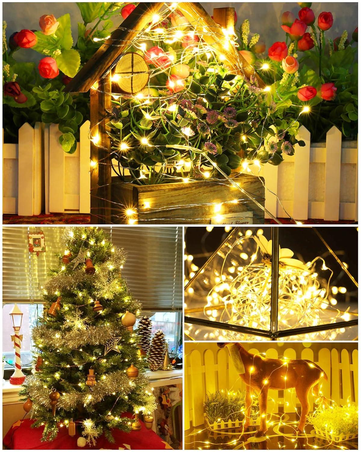 Blingstar USB Powered Fairy Lights, 2 Pack 33Ft 100 LED, Flexible Silver Wire, Mini String Lights for Christmas Tree/Bedroom/Camping/Holiday Indoor Decoration, Warm White