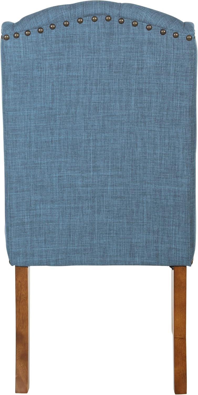 Jessica Tufted Wingback Dining Chair Navy - OSP Home Furnishings: Polyester Upholstery, Nailhead Trim, Solid Wood Legs