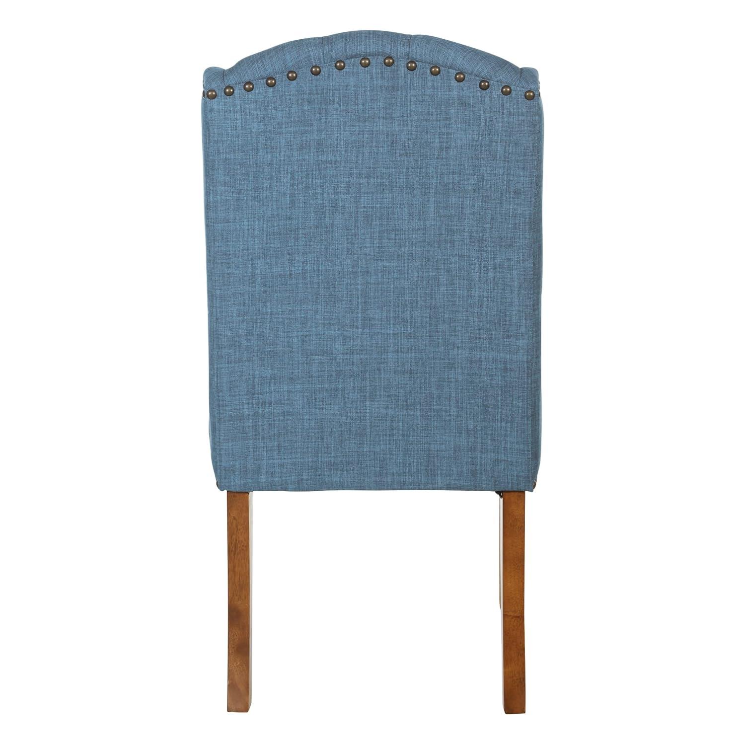 Jessica Tufted Wingback Dining Chair Navy - OSP Home Furnishings: Polyester Upholstery, Nailhead Trim, Solid Wood Legs
