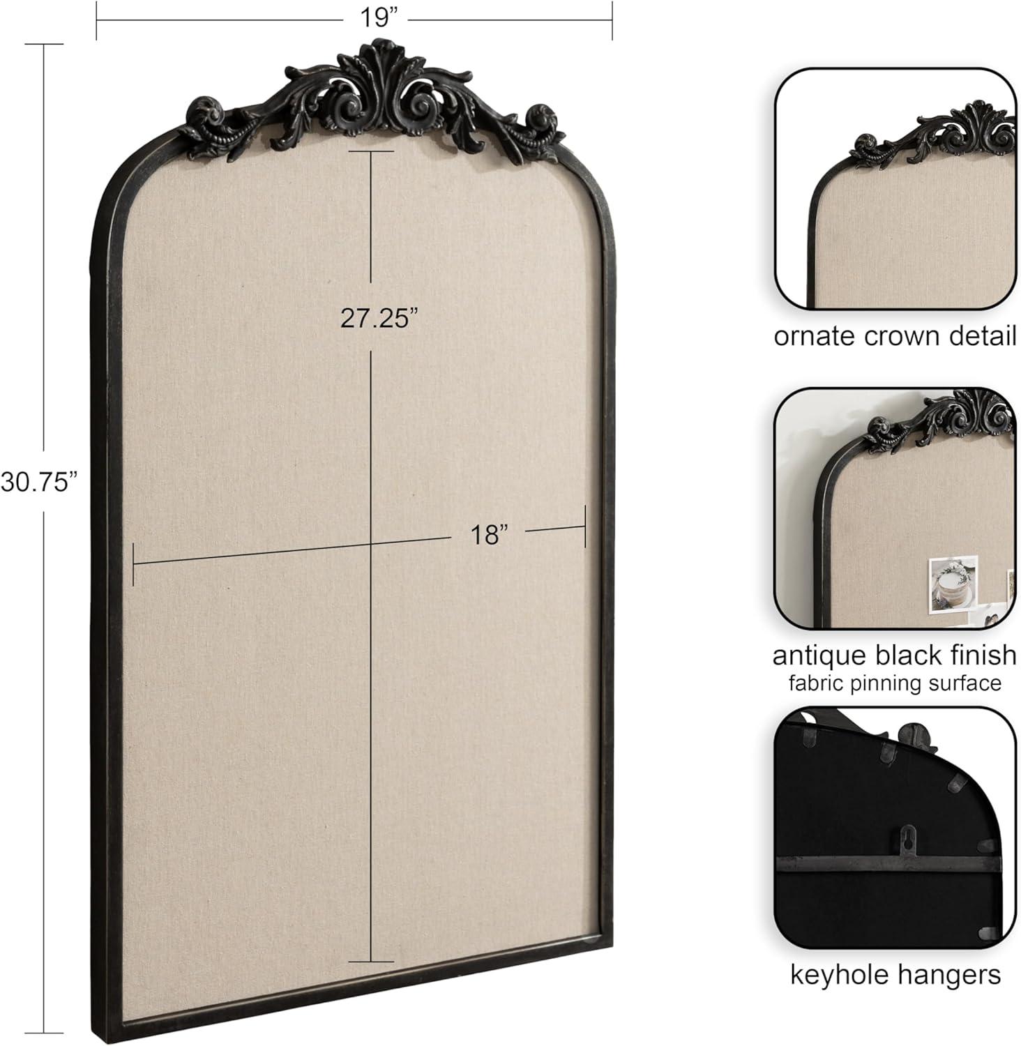 Arendahl Black Ornate Framed Arch Pinboard with Linen Surface