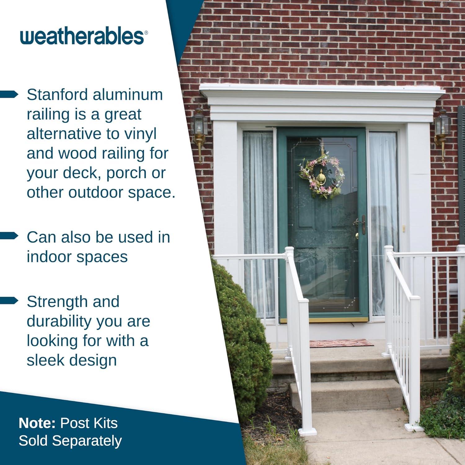 Weatherables Stanford 6-ft x 36-in Textured White Aluminum Deck Stair Rail Kit