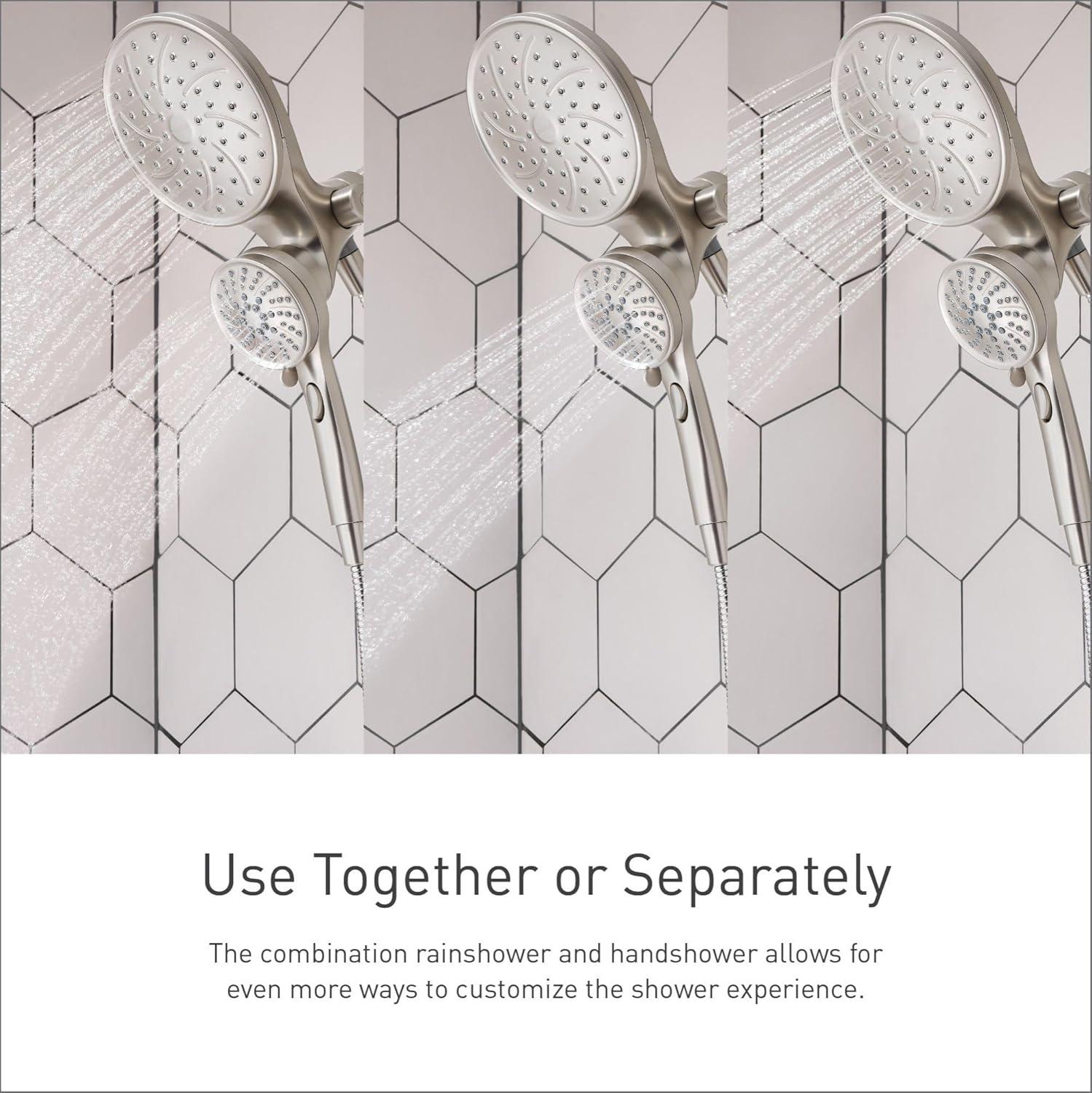 Moen Engage Magnetix Chrome Multi-Function Handshower and Rainfall Shower Head Trim Combo with Shower Handle, Tub Spout, Metal Hose, and Valve, 82304