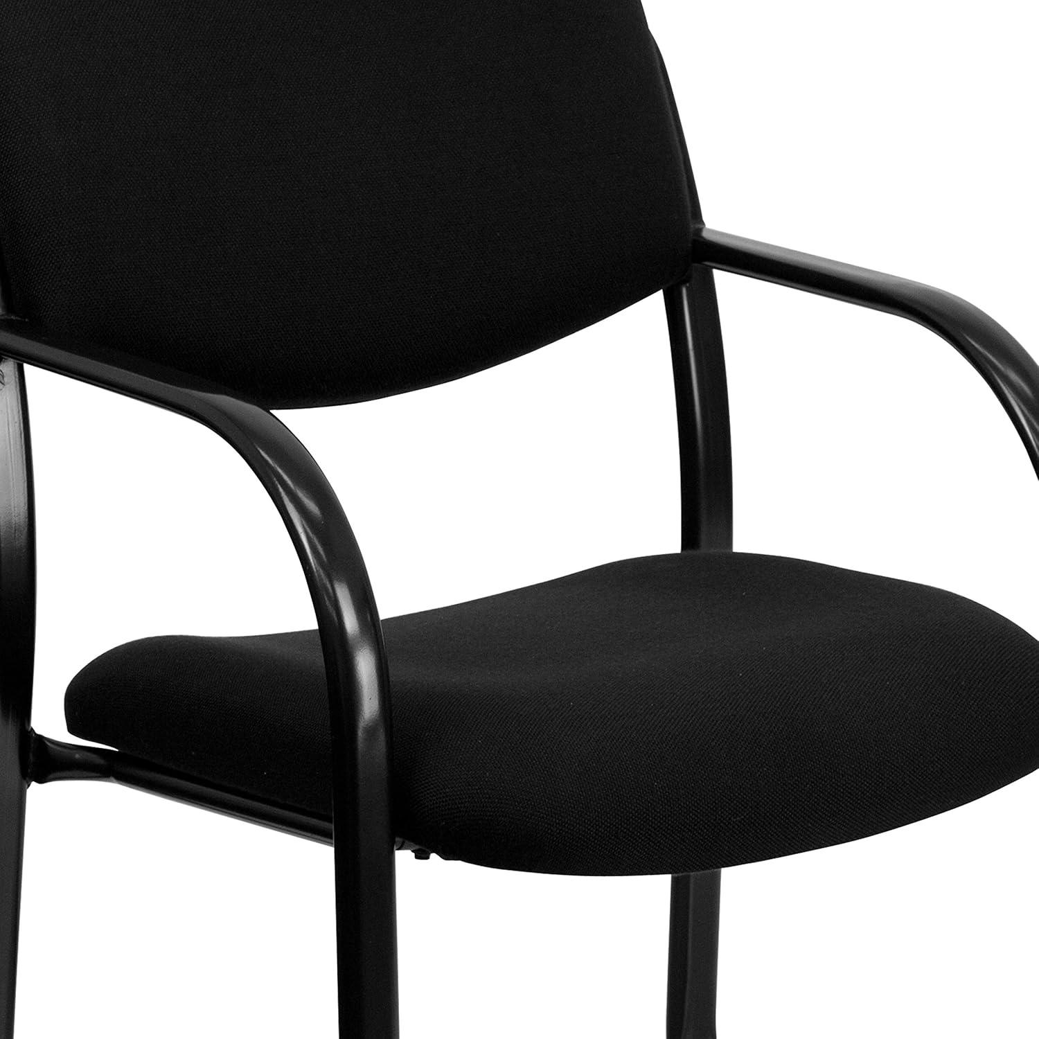 Elegant Black Fabric Executive Reception Chair with Sled Base