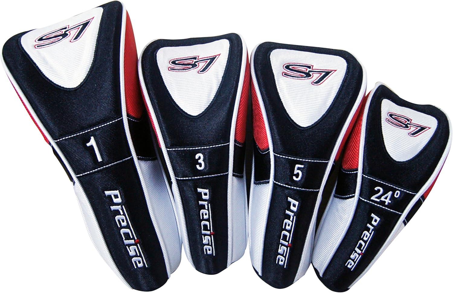 Precise S7 Men's Complete 18 Piece Right Handed Golf Clubs Package Set w/ Titanium Driver, Red Model, Tall Size