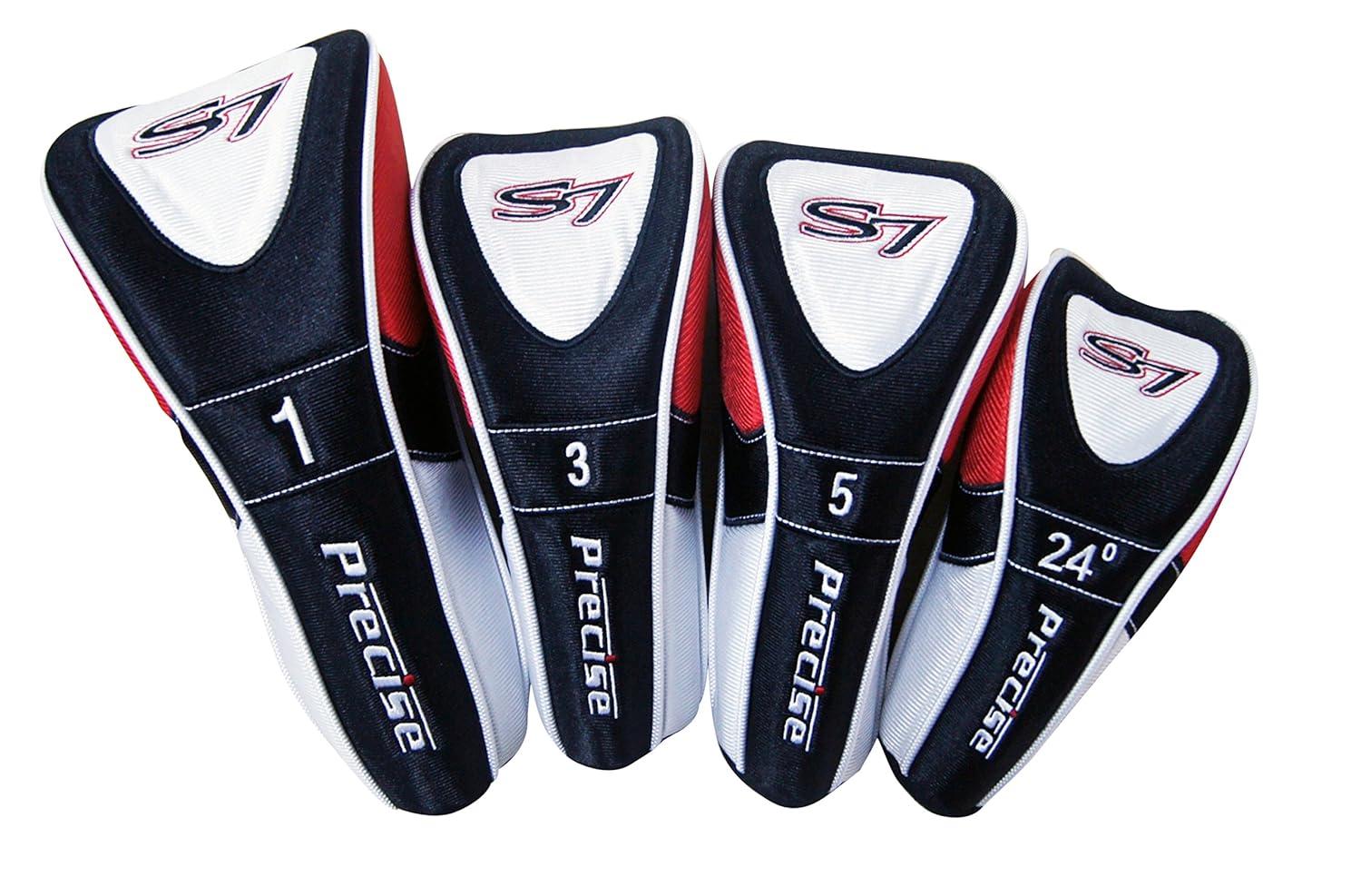 Precise S7 Men's Complete 18 Piece Right Handed Golf Clubs Package Set w/ Titanium Driver, Red Model, Tall Size