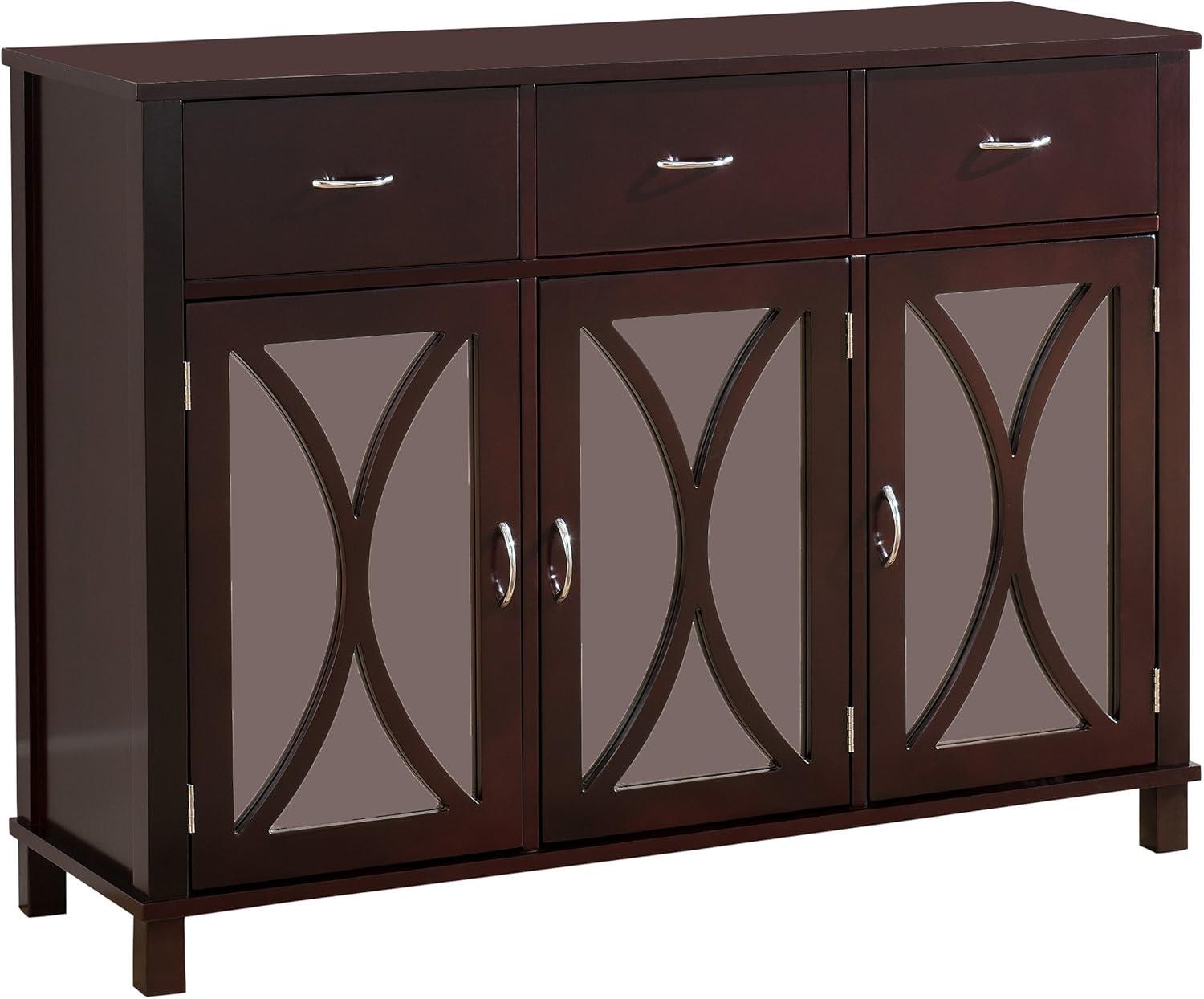 K&B Furniture Espresso Wood 3 Door and 3 Drawer Storage Cabinet