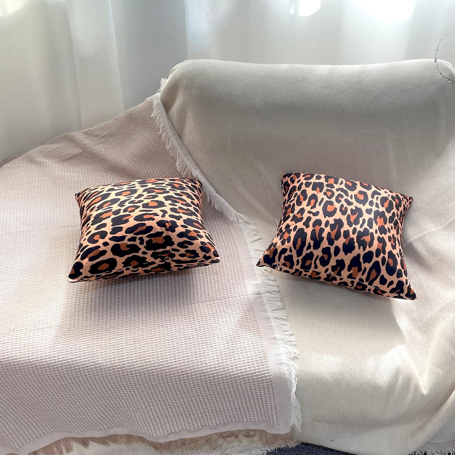 LALILO Throw Pillow Covers Trendy Leopard Wild Animal Cheetah Skin Cushion Cover 18" x 18", 2 Pack