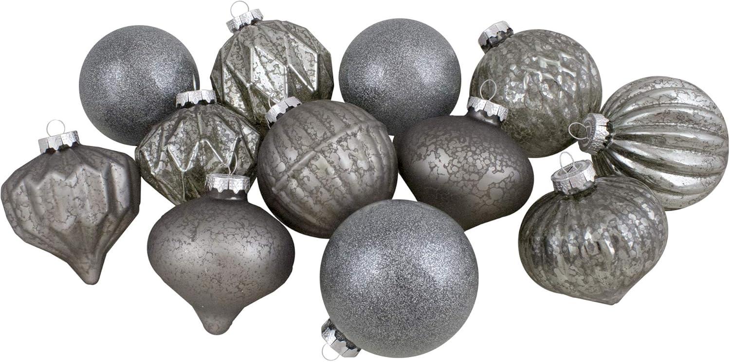 Neutral Tone Finial and Glass Ball Christmas Ornaments