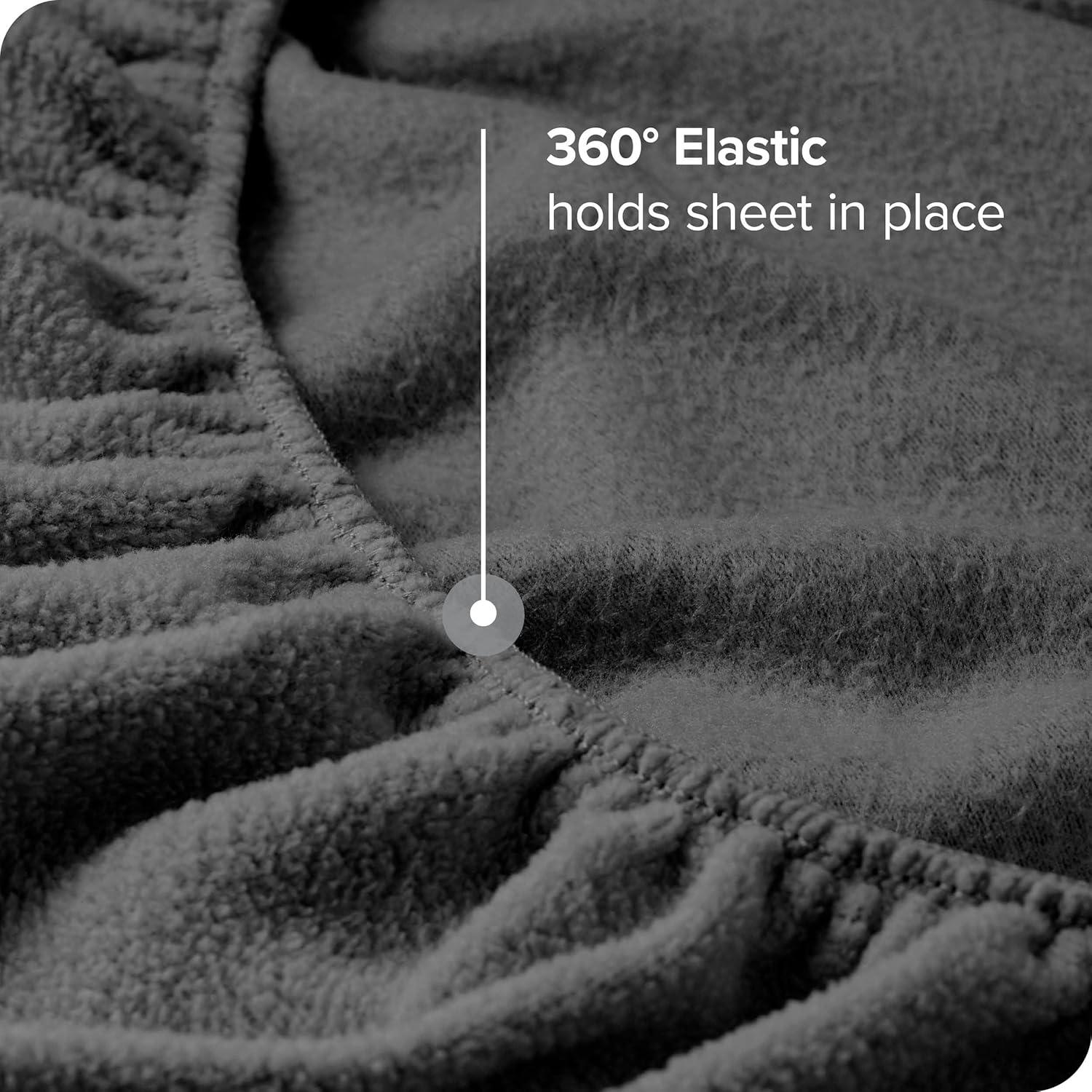 Twin Size Grey Polar Fleece Fitted Sheet by Bare Home