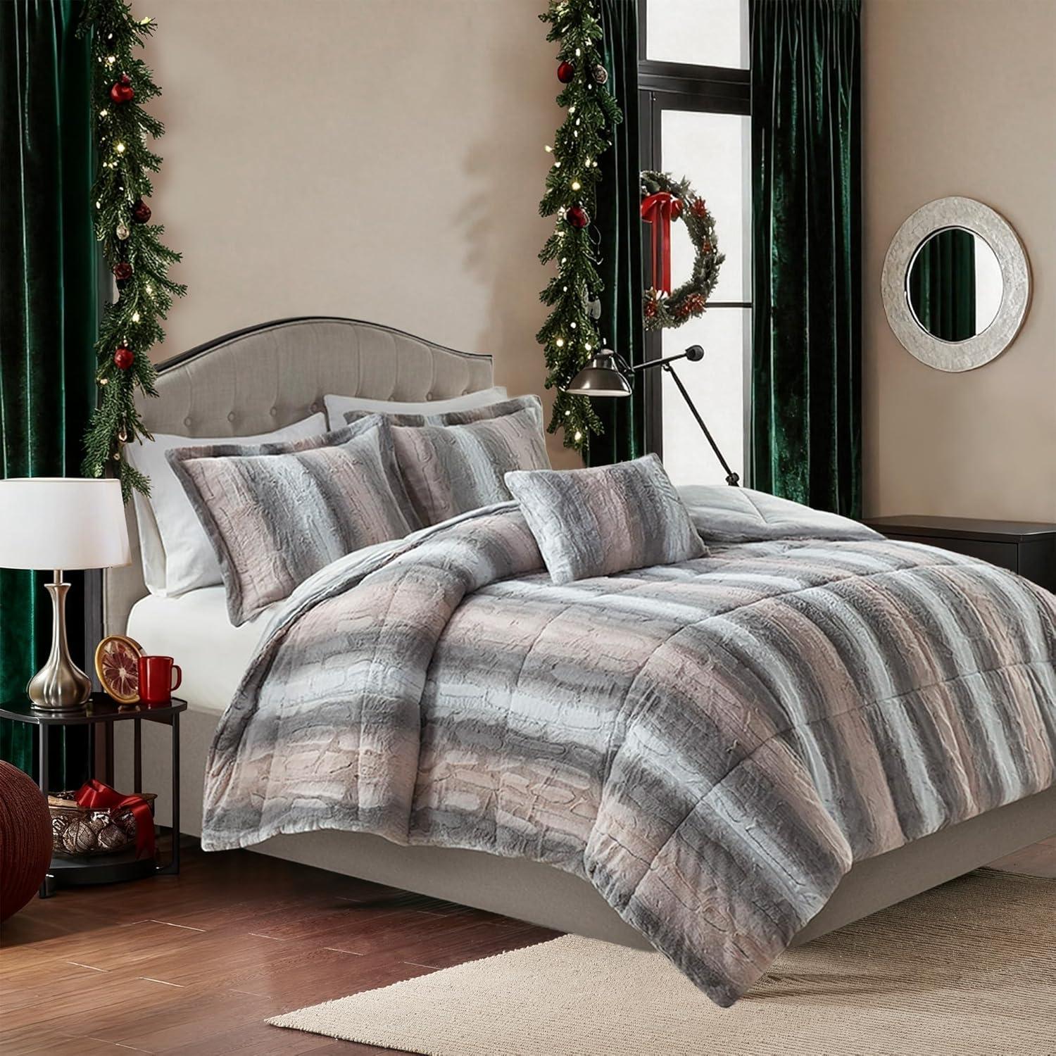 Madison Park Zuri Faux Fur Comforter Set
