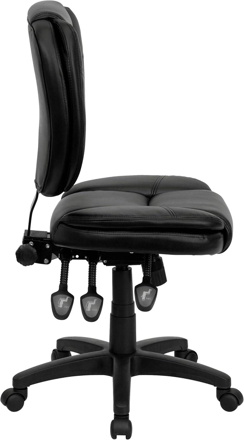 Ergonomic Mid-Back Black LeatherSoft Swivel Task Chair with Synchro Tilt