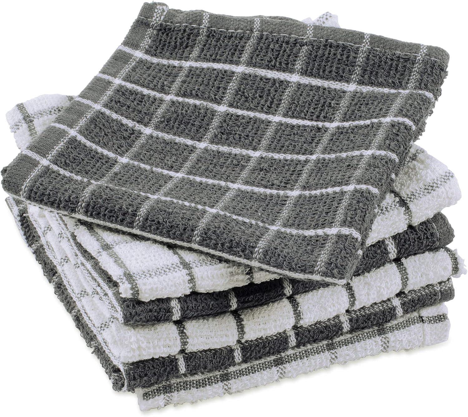 DII Modern Cotton Combo Windowpane Dishcloths in Gray (Set of 6)