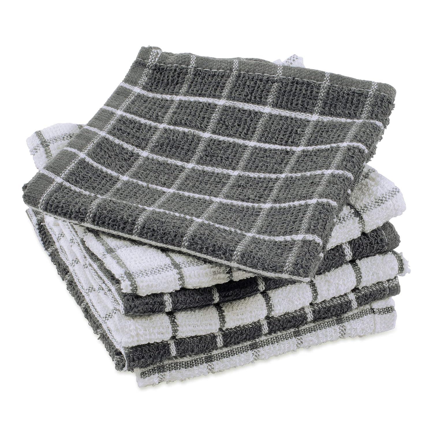 Design Imports Gray Combo Windowpane Dishcloth (Set Of 6)