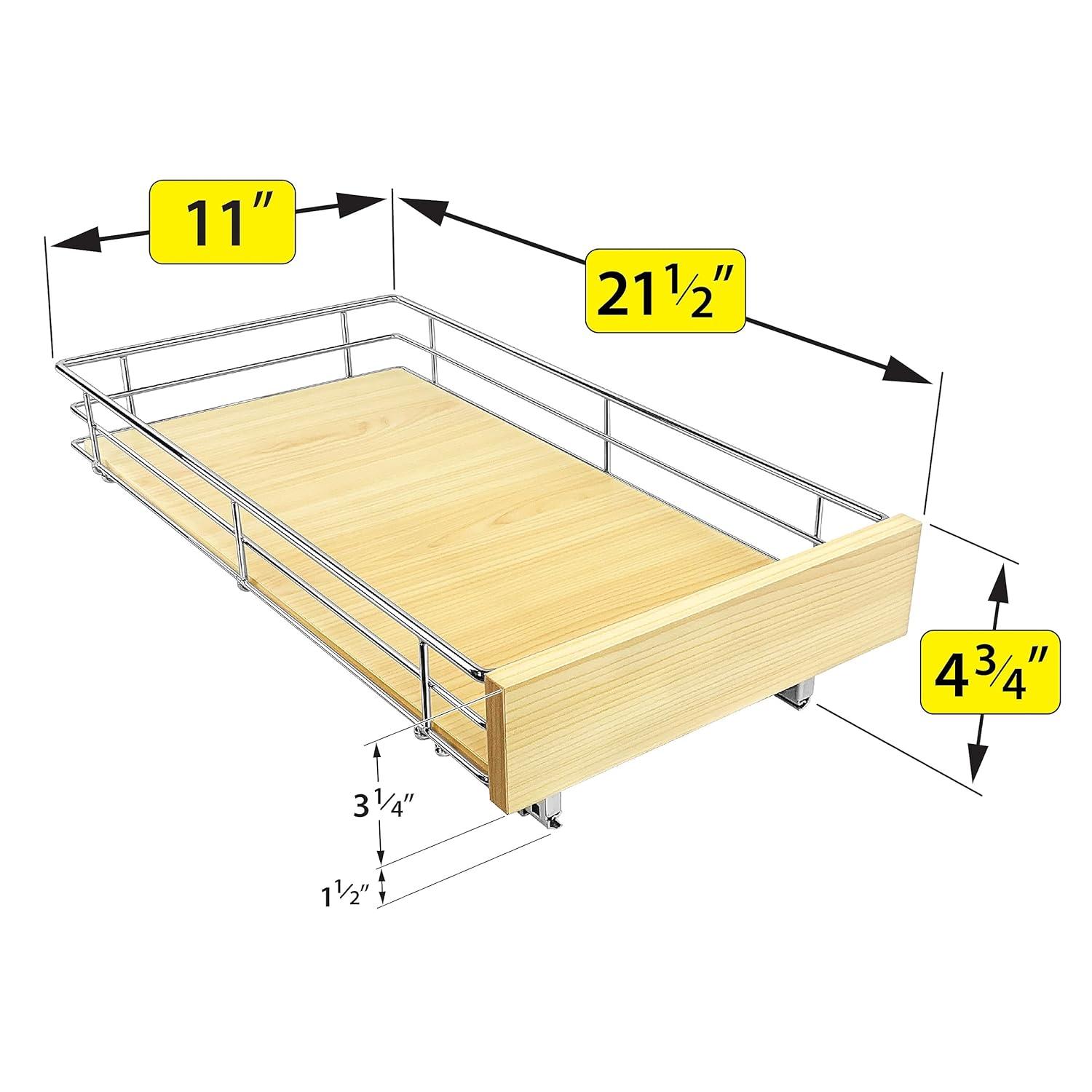 LYNK PROFESSIONAL® Select Pull Out Cabinet Organizer for Kitchen Cabinets, Wood and Chrome