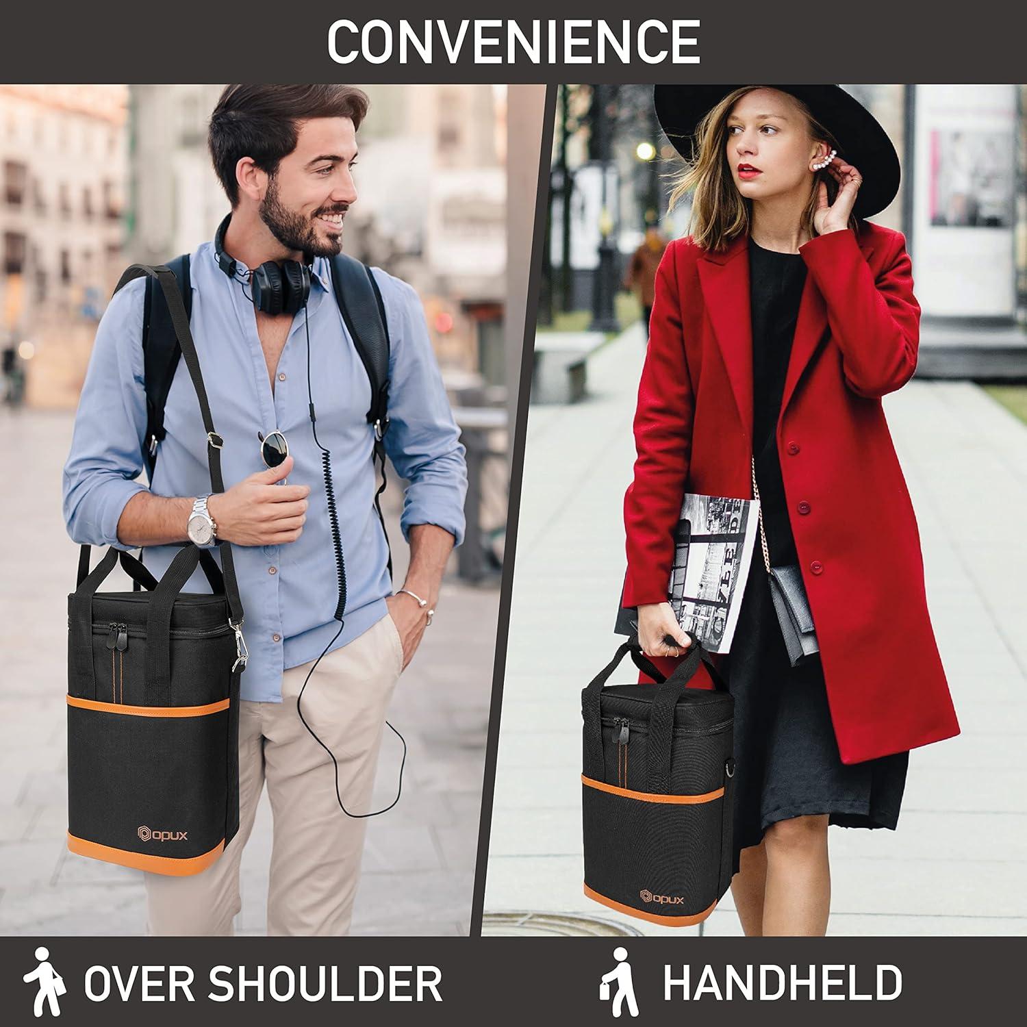 OPUX Wine Bag, 4,6 Bottle Cooler Insulated Tote Carrier Travel Picnic BYOB, Leakproof Padded Portable Party Christmas Gift (Brown, 4 Bottle)