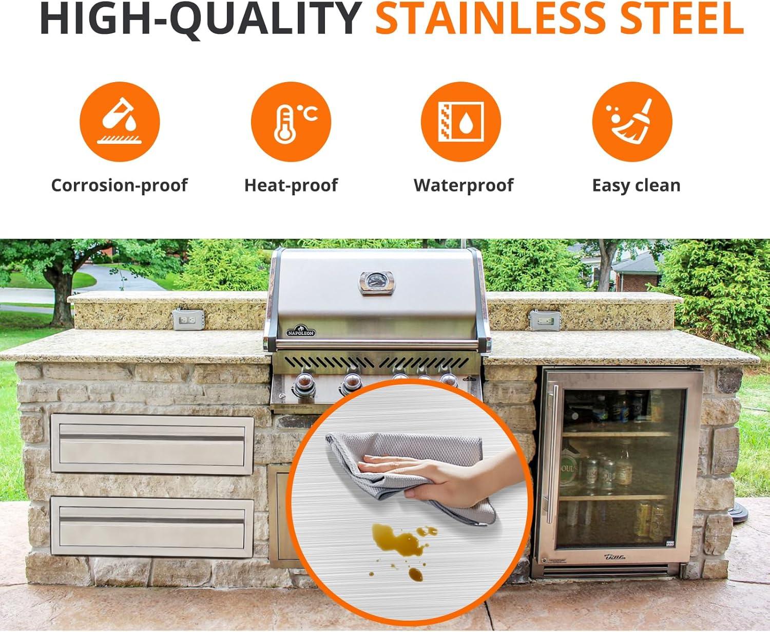 30" Stainless Steel Outdoor Kitchen Drawer with Divider