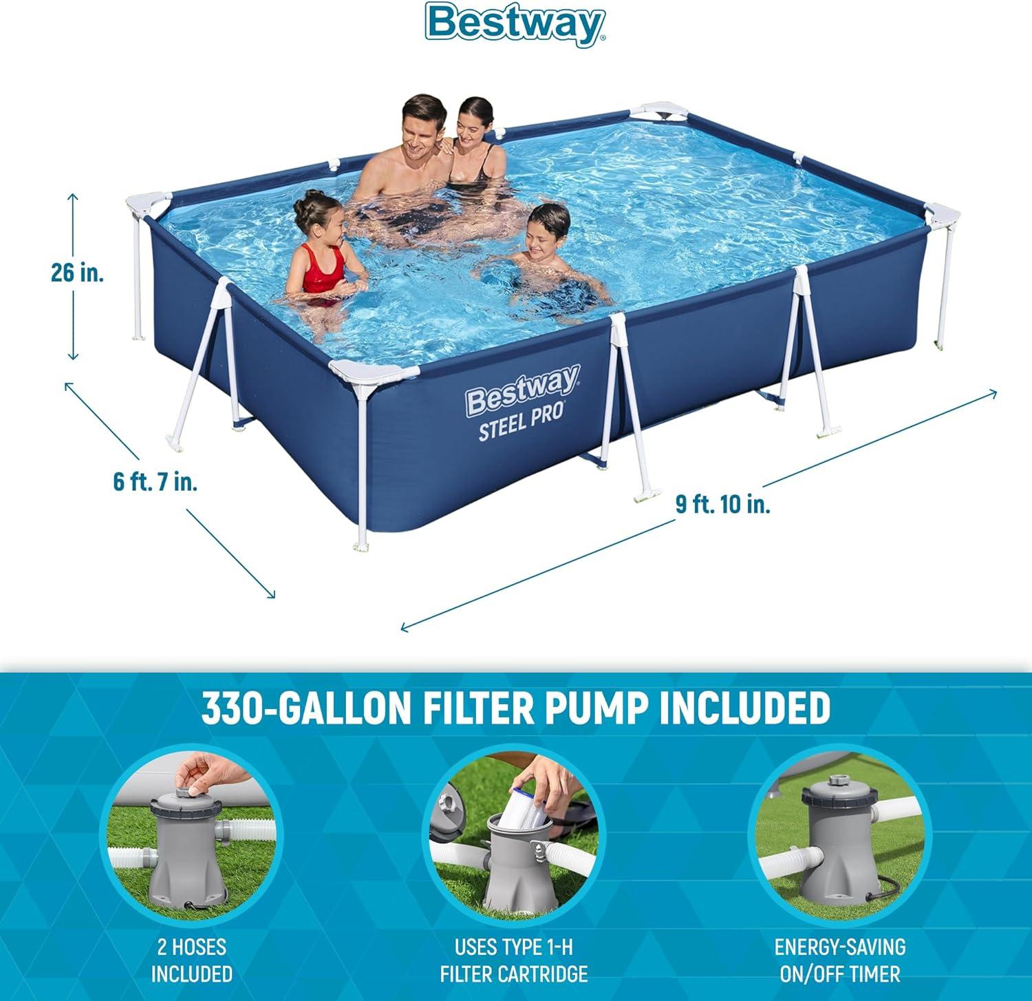 Bestway Bestway Steel Pro Rectangular Above Ground Swimming Pool Set